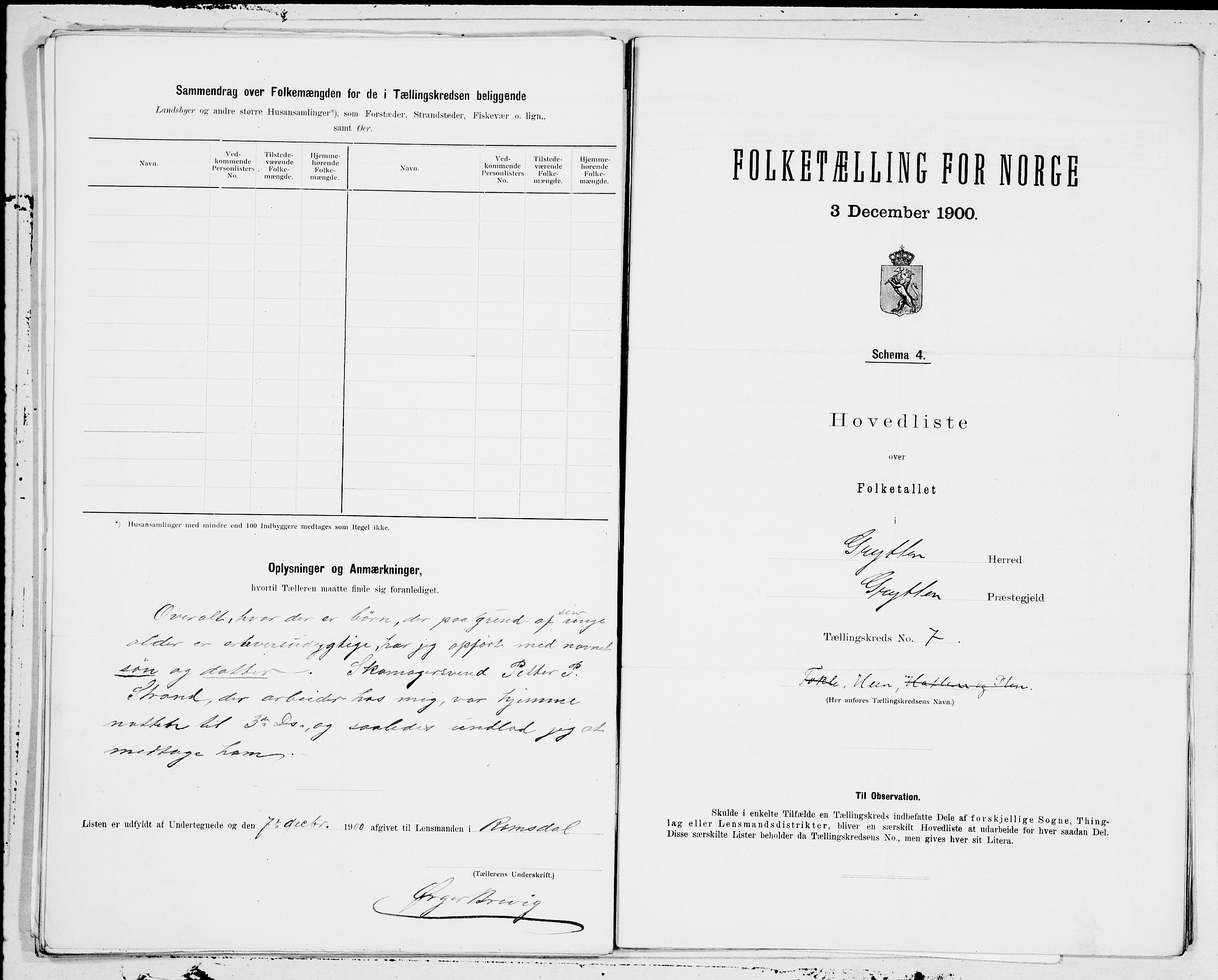 SAT, 1900 census for Grytten, 1900, p. 14