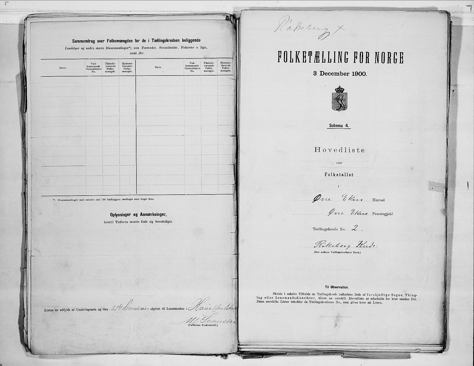 RA, 1900 census for Øvre Eiker, 1900, p. 22