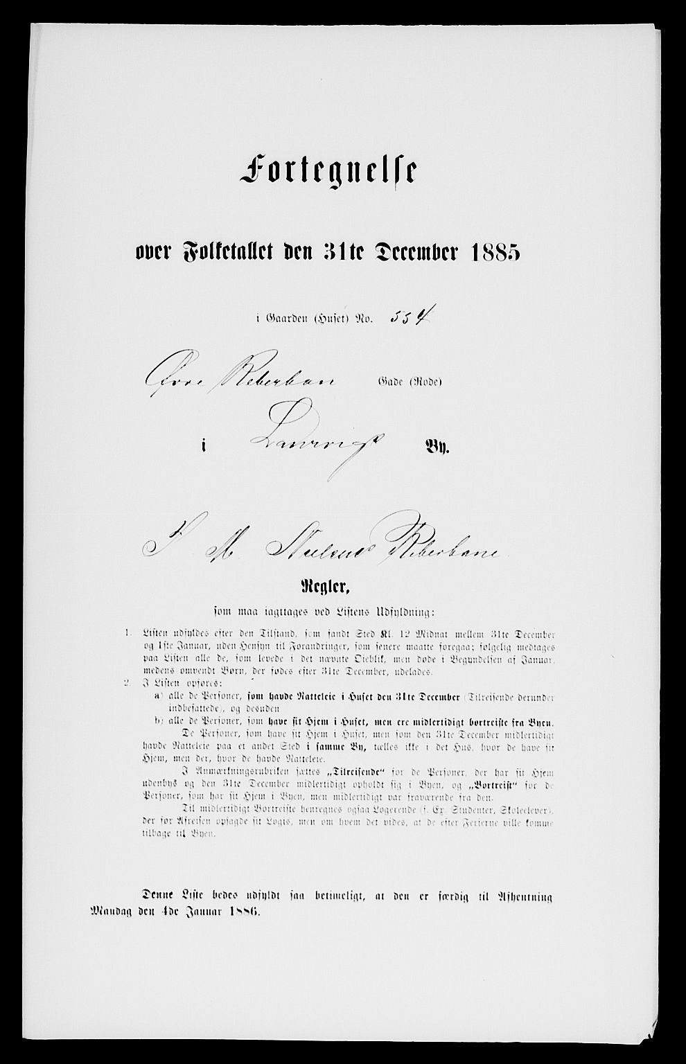 SAKO, 1885 census for 0707 Larvik, 1885, p. 1499