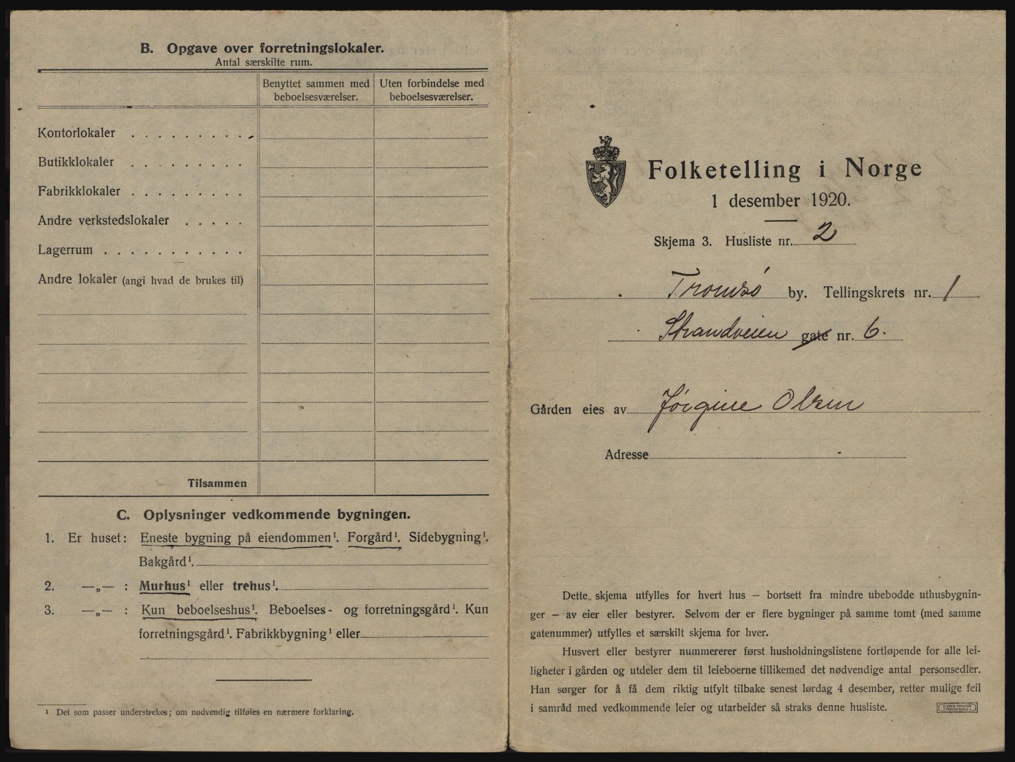 SATØ, 1920 census for Tromsø, 1920, p. 53