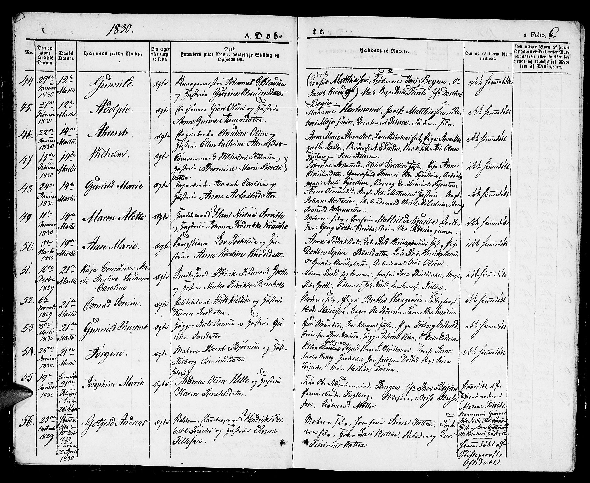 Kristiansand domprosti, SAK/1112-0006/F/Fb/L0007: Parish register (copy) no. B 7, 1829-1837, p. 6
