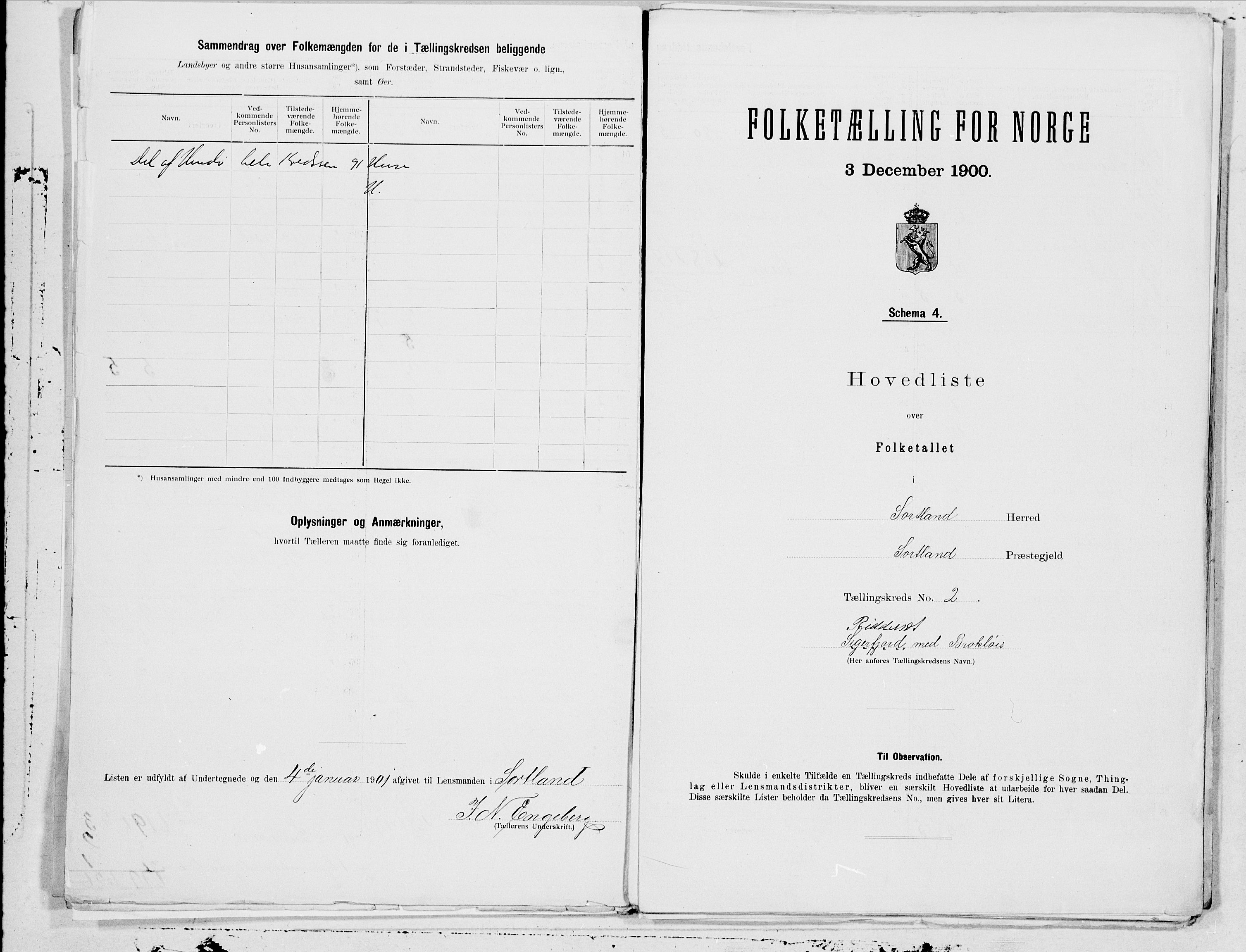 SAT, 1900 census for Sortland, 1900, p. 4