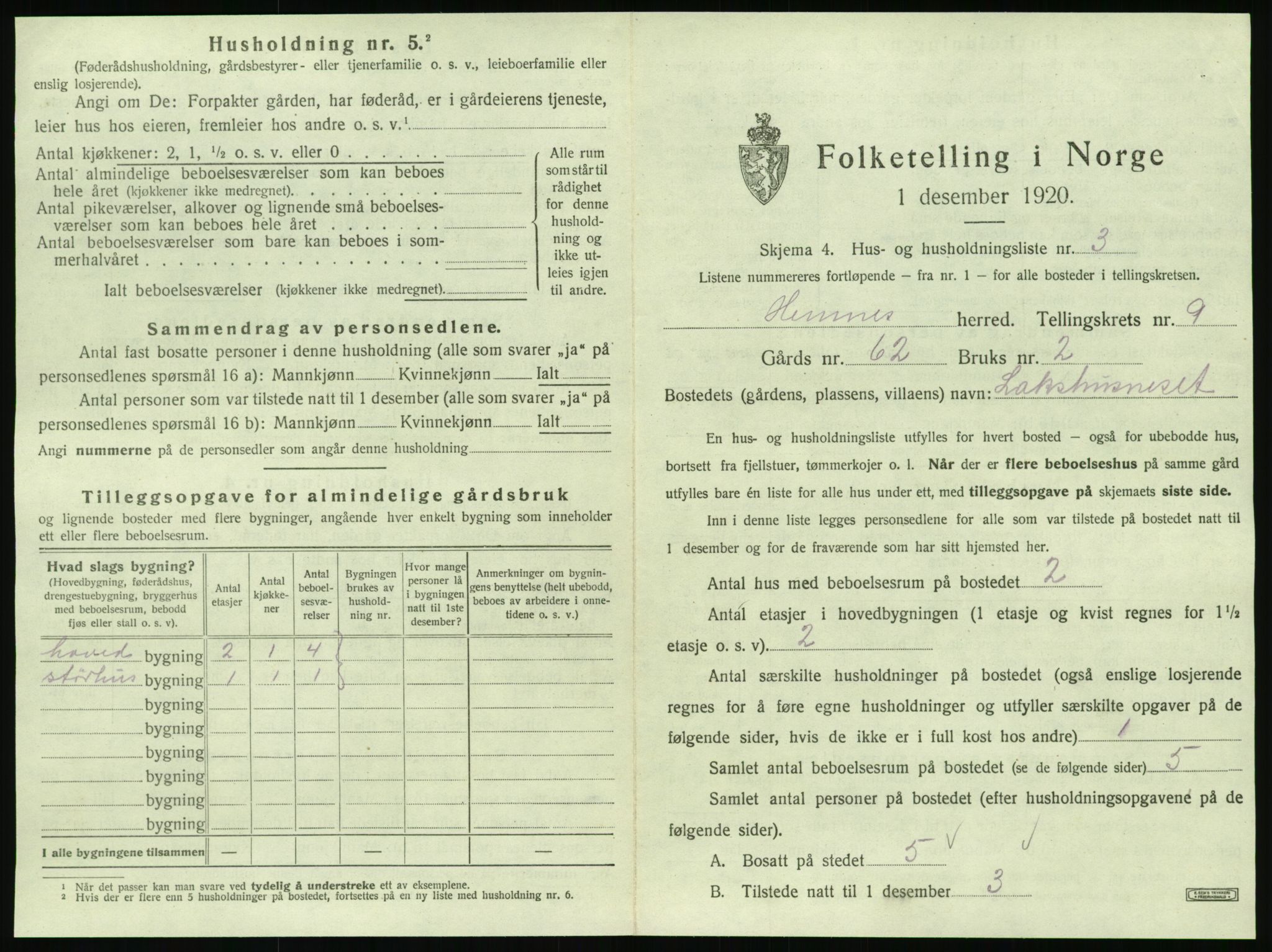 SAT, 1920 census for Hemnes, 1920, p. 1294