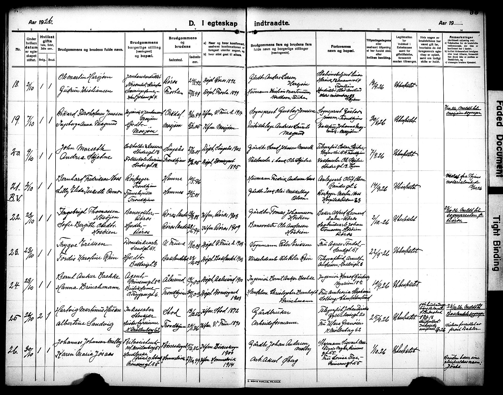 Ministerialprotokoller, klokkerbøker og fødselsregistre - Sør-Trøndelag, SAT/A-1456/602/L0149: Parish register (copy) no. 602C17, 1919-1932, p. 53