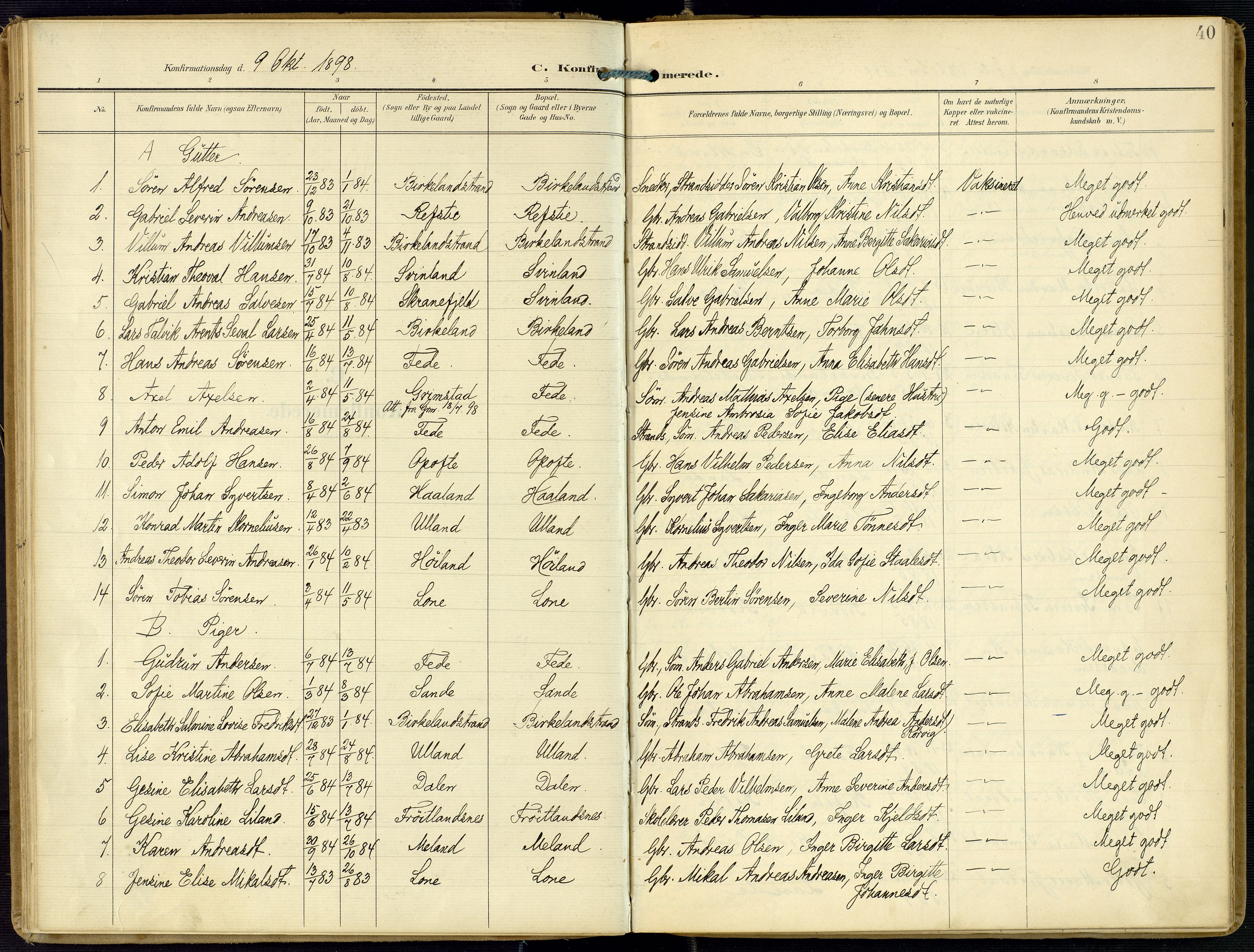 Kvinesdal sokneprestkontor, AV/SAK-1111-0026/F/Fa/Faa/L0005: Parish register (official) no. A 5, 1898-1915, p. 40