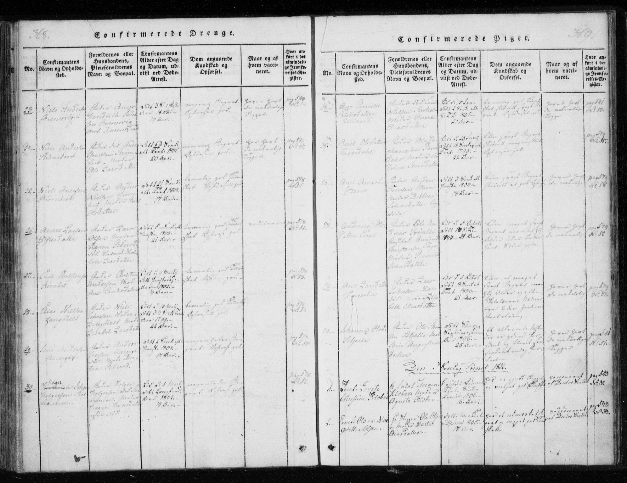 Ministerialprotokoller, klokkerbøker og fødselsregistre - Nordland, AV/SAT-A-1459/825/L0353: Parish register (official) no. 825A07, 1820-1826, p. 368-369