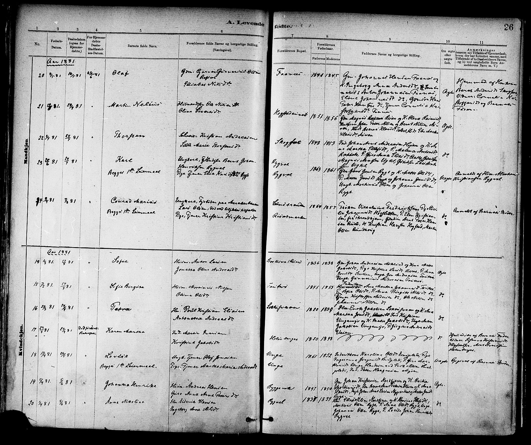 Ministerialprotokoller, klokkerbøker og fødselsregistre - Nord-Trøndelag, AV/SAT-A-1458/713/L0120: Parish register (official) no. 713A09, 1878-1887, p. 26