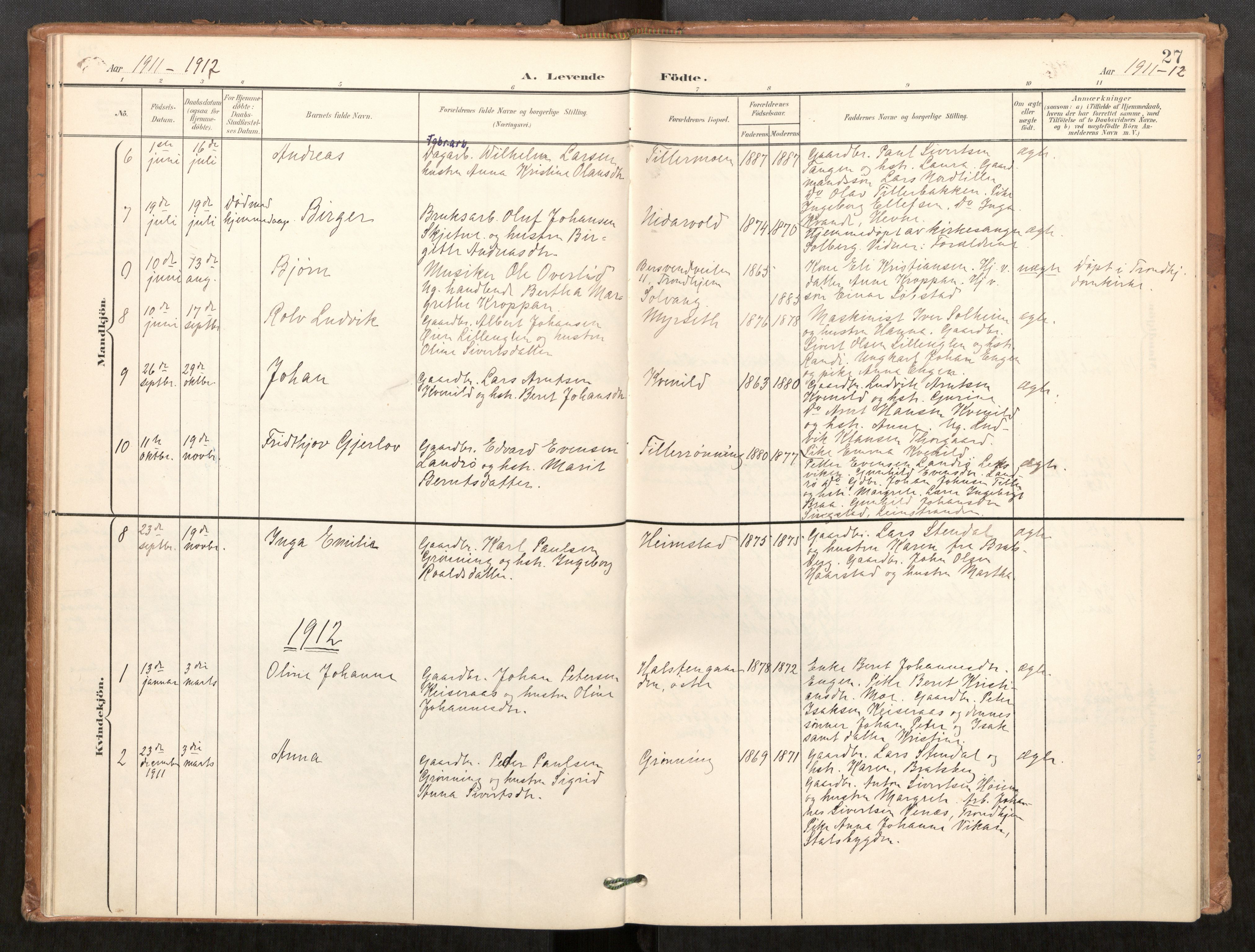 Klæbu sokneprestkontor, SAT/A-1112: Parish register (official) no. 2, 1900-1916, p. 27