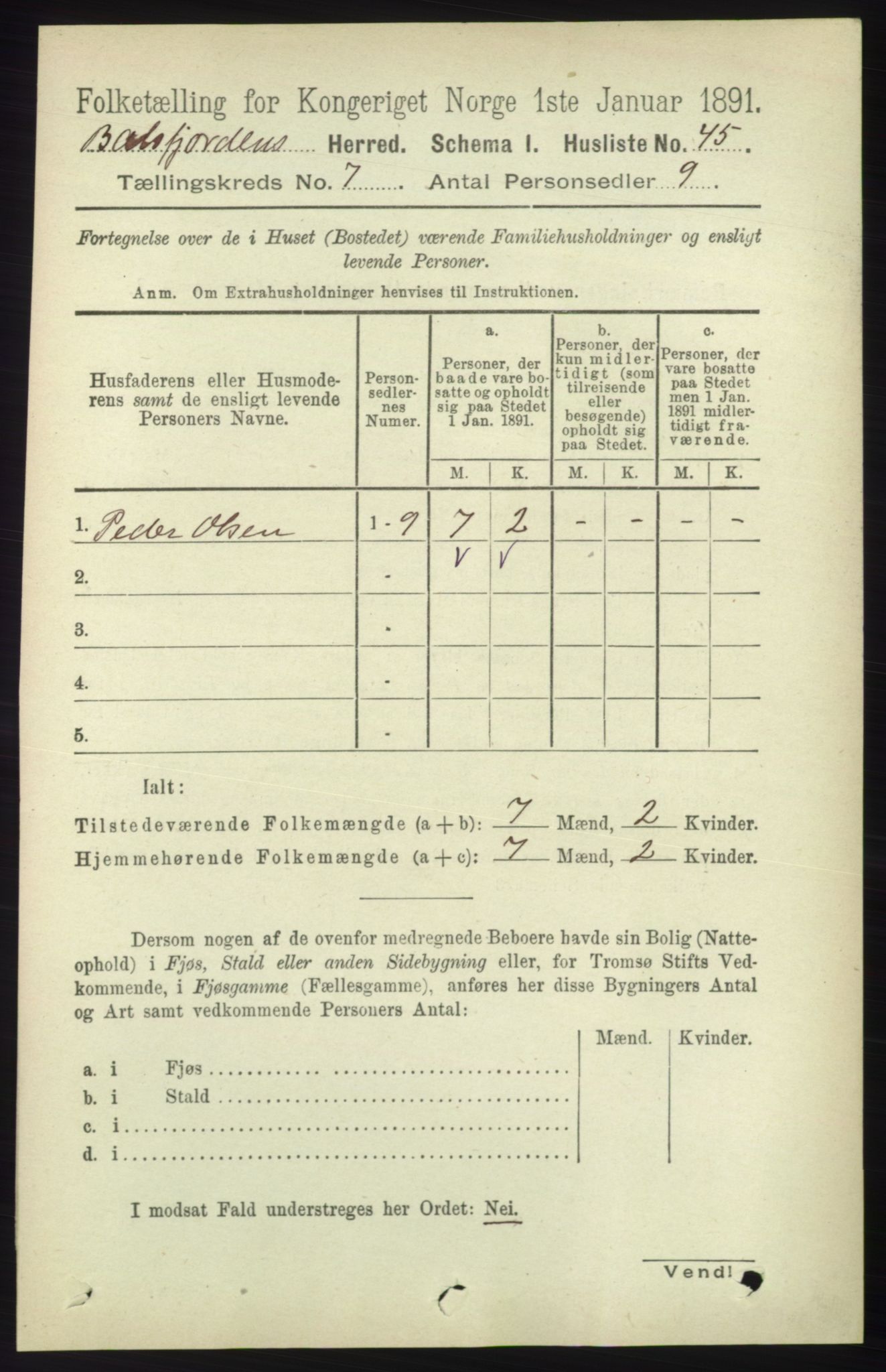 RA, 1891 census for 1933 Balsfjord, 1891, p. 2017