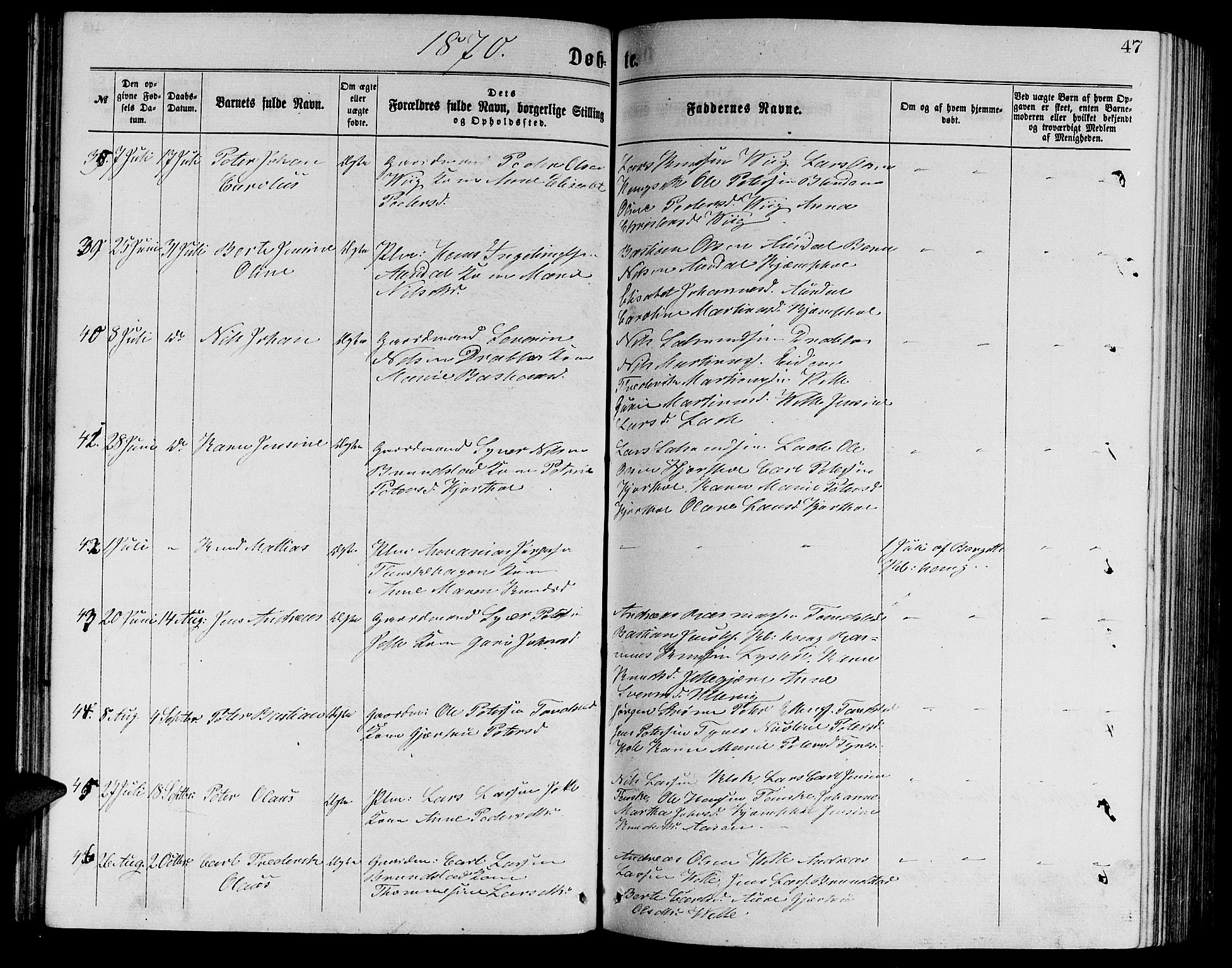 Ministerialprotokoller, klokkerbøker og fødselsregistre - Møre og Romsdal, AV/SAT-A-1454/523/L0338: Parish register (copy) no. 523C01, 1865-1877, p. 47