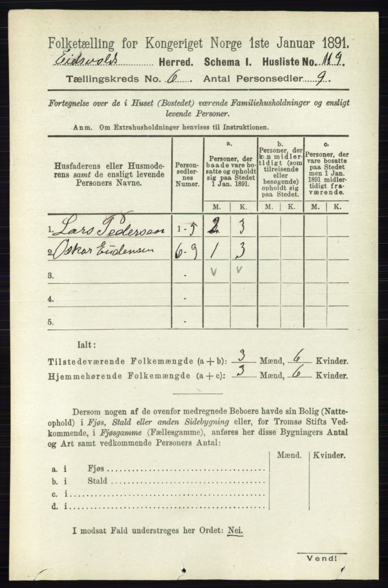 RA, 1891 census for 0237 Eidsvoll, 1891, p. 3778