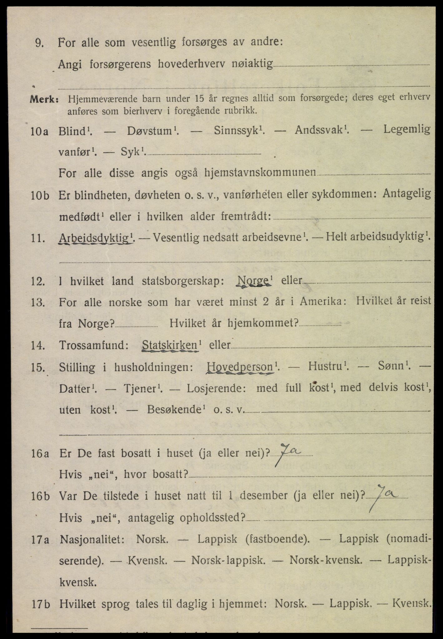 SAT, 1920 census for Grong, 1920, p. 5106