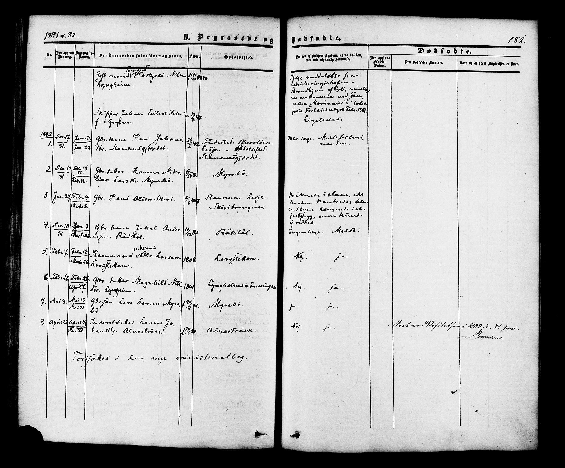 Ministerialprotokoller, klokkerbøker og fødselsregistre - Møre og Romsdal, SAT/A-1454/546/L0594: Parish register (official) no. 546A02, 1854-1882, p. 182