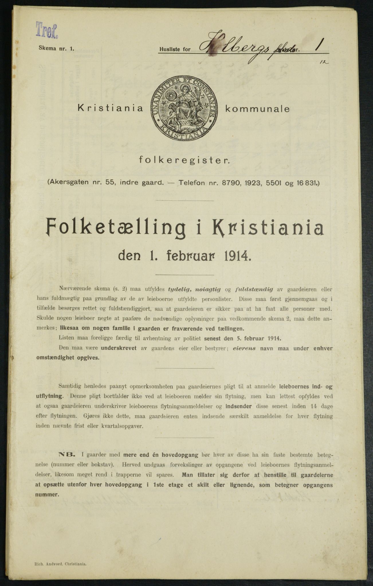 OBA, Municipal Census 1914 for Kristiania, 1914, p. 40579