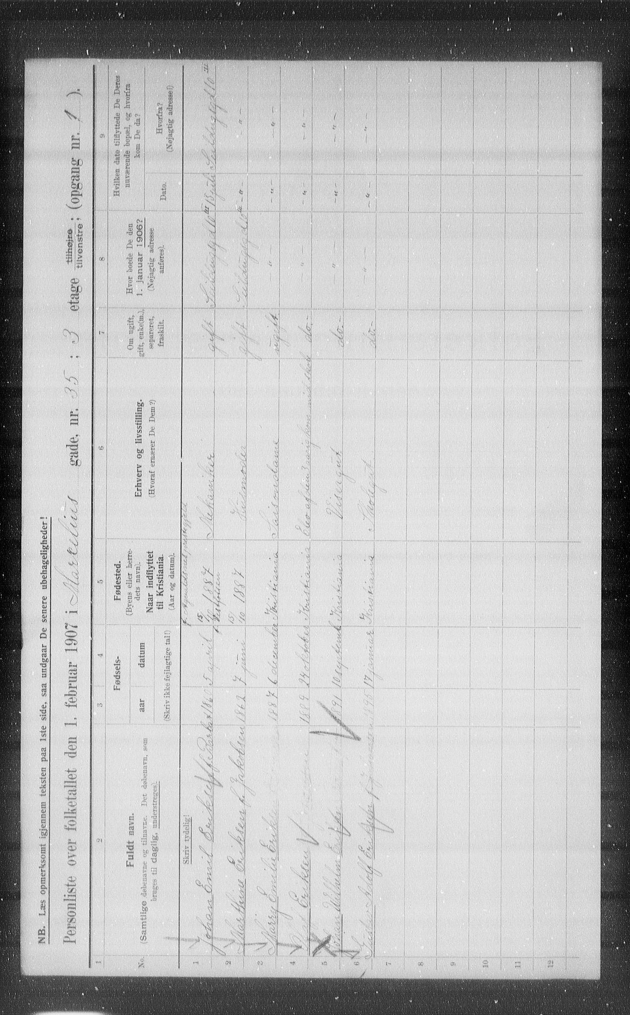 OBA, Municipal Census 1907 for Kristiania, 1907, p. 32983