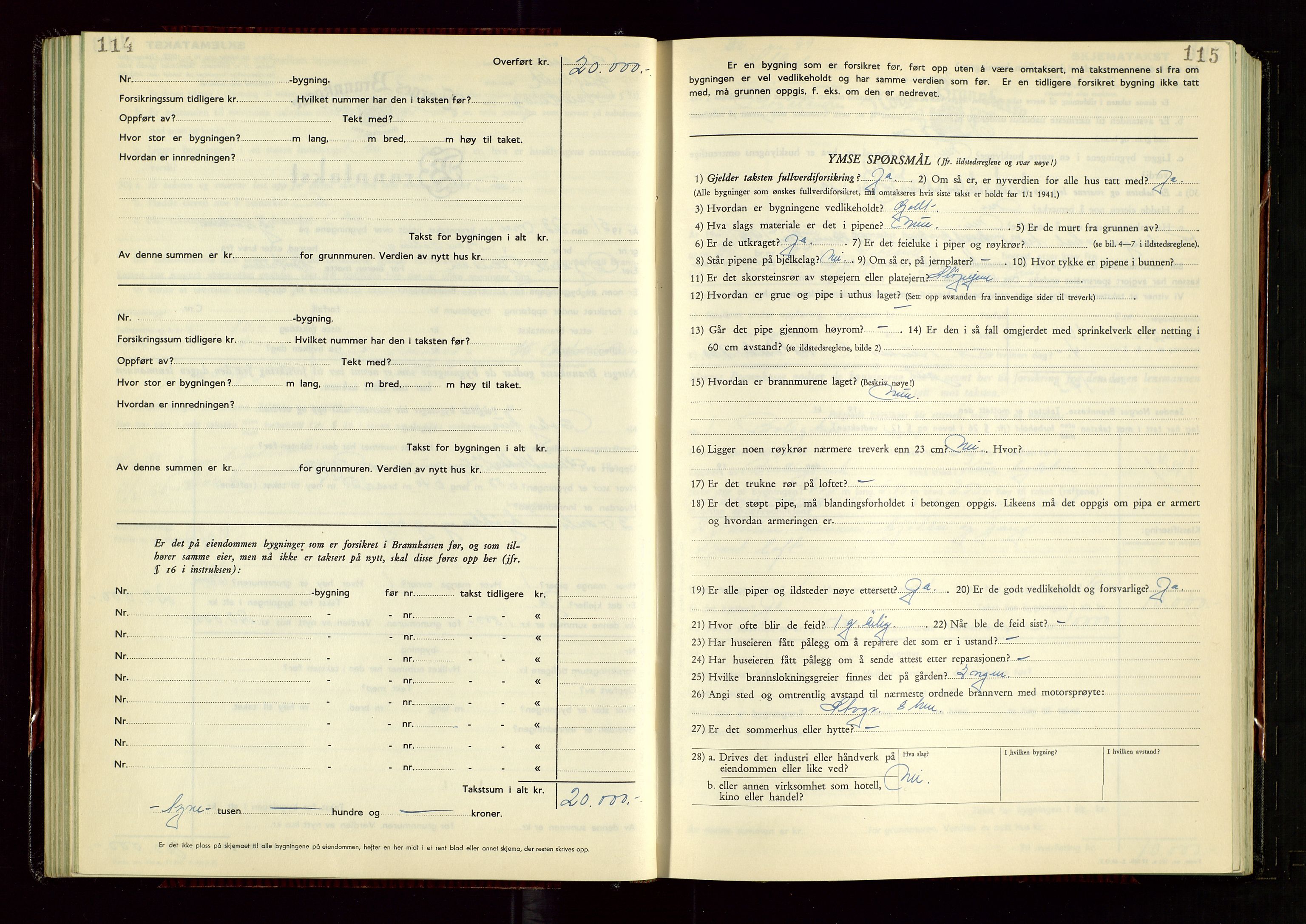 Hetland lensmannskontor, AV/SAST-A-100101/Gob/L0008: "Branntakstprotokoll", 1949-1953, p. 114-115