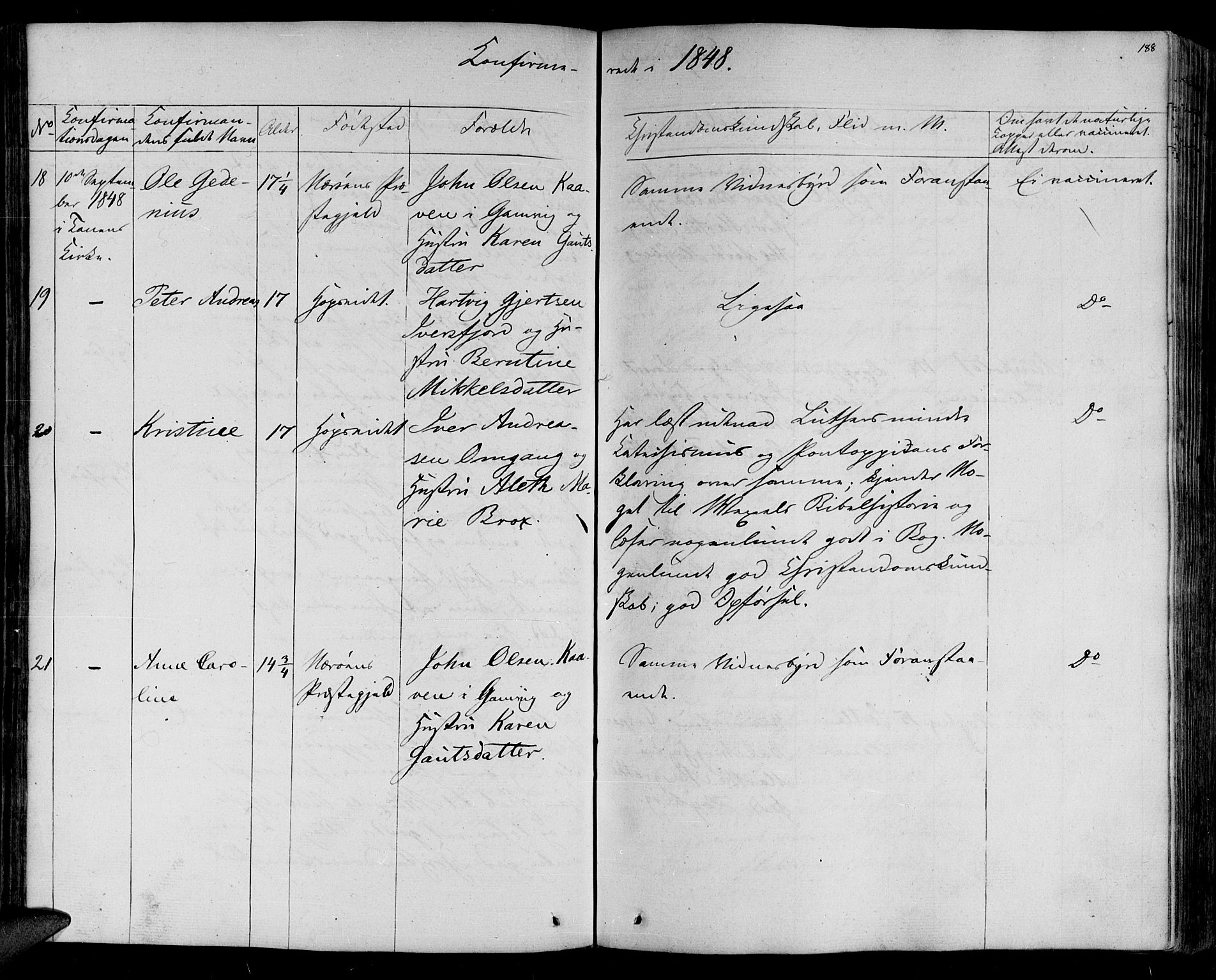 Lebesby sokneprestkontor, AV/SATØ-S-1353/H/Ha/L0003kirke: Parish register (official) no. 3, 1833-1852, p. 188