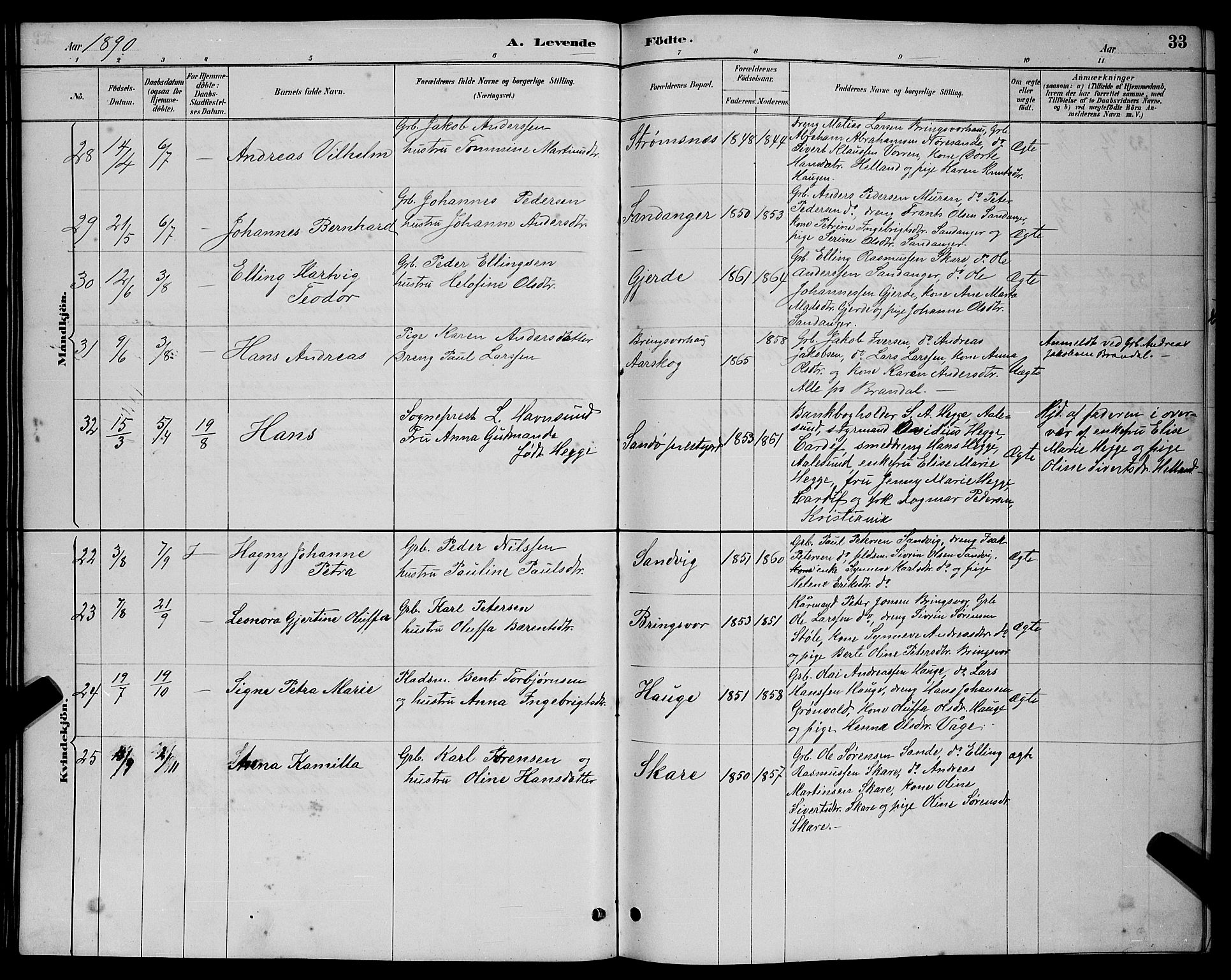 Ministerialprotokoller, klokkerbøker og fødselsregistre - Møre og Romsdal, AV/SAT-A-1454/503/L0048: Parish register (copy) no. 503C03, 1885-1893, p. 33