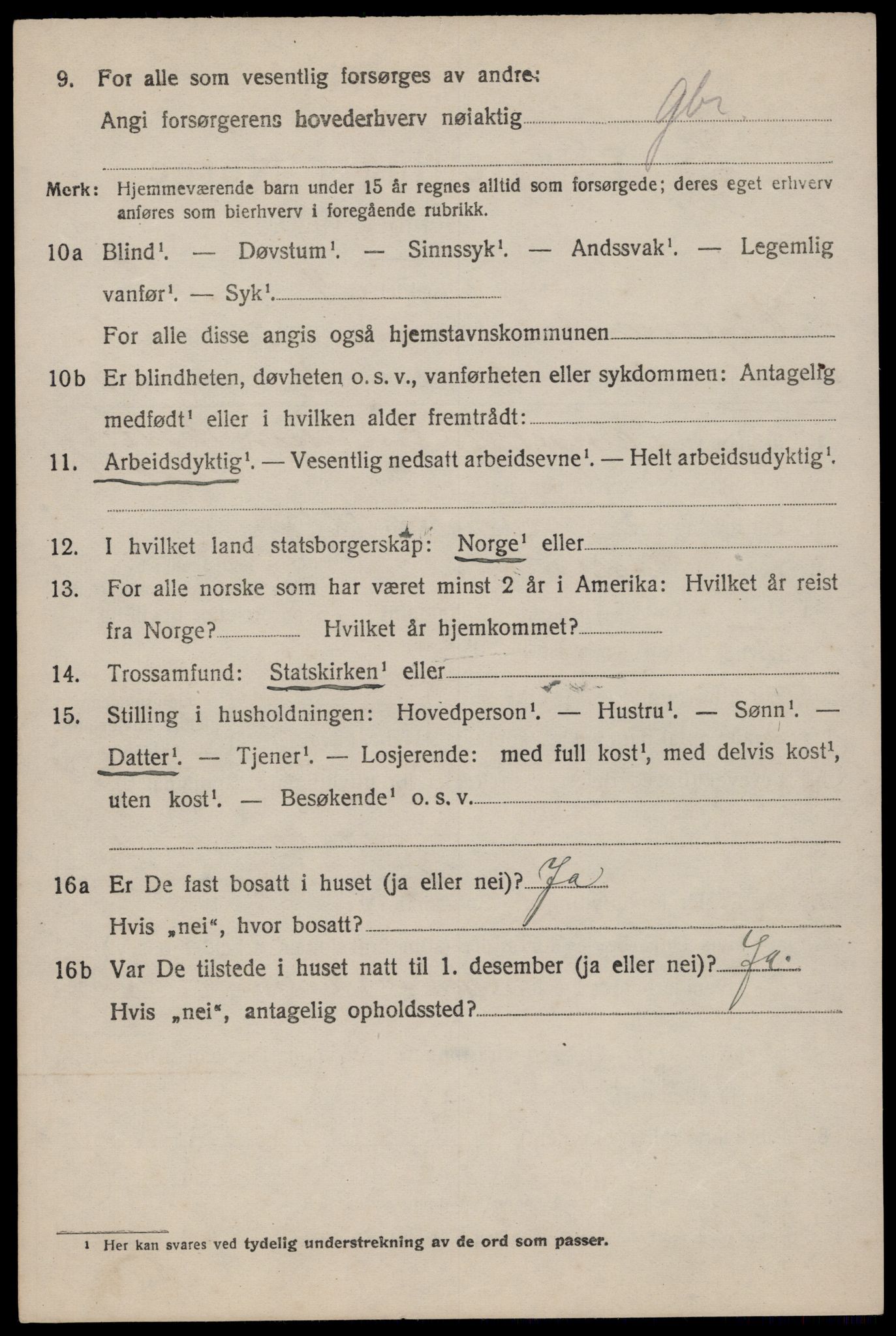 SAST, 1920 census for Eigersund, 1920, p. 1630