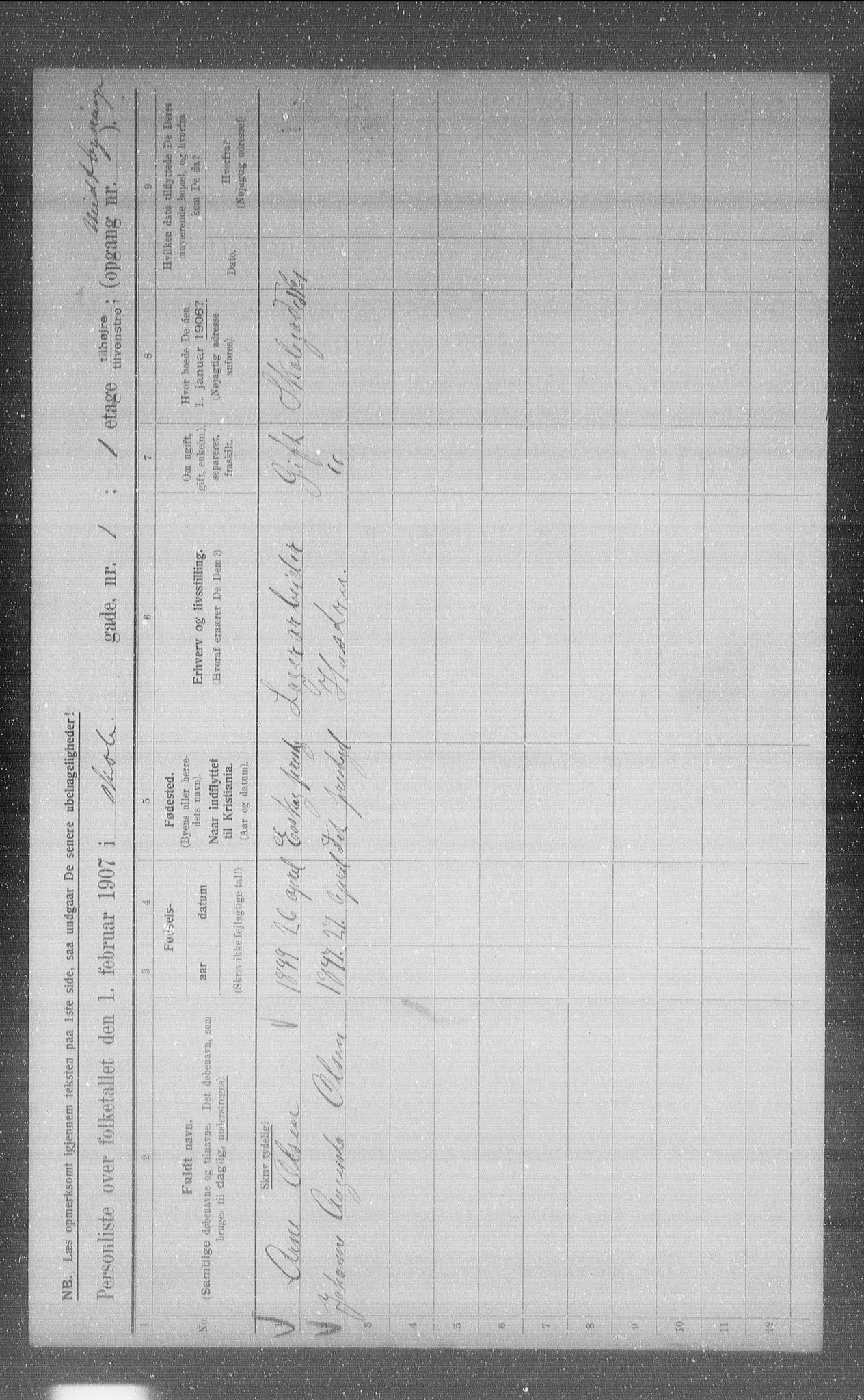 OBA, Municipal Census 1907 for Kristiania, 1907, p. 49123