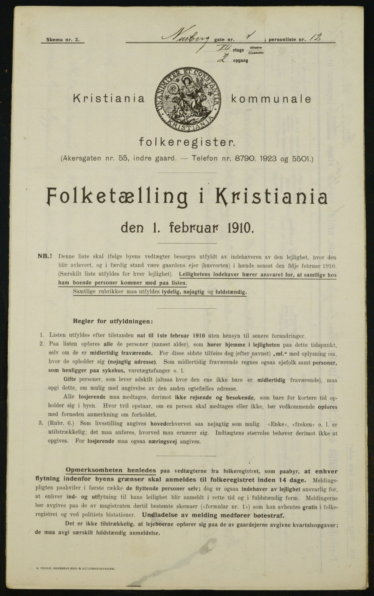 OBA, Municipal Census 1910 for Kristiania, 1910, p. 67339