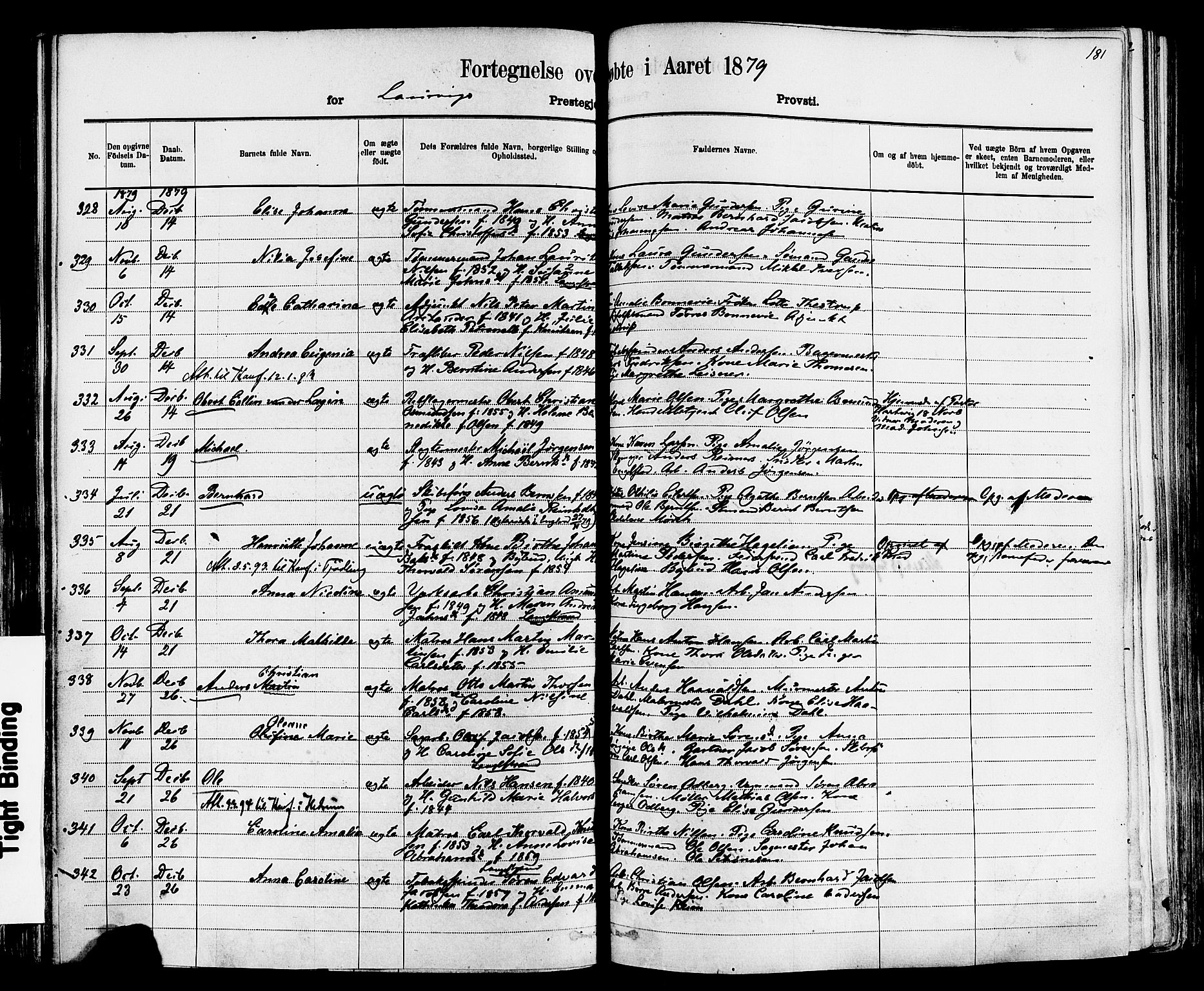 Larvik kirkebøker, AV/SAKO-A-352/F/Fa/L0006: Parish register (official) no. I 6, 1871-1883, p. 181