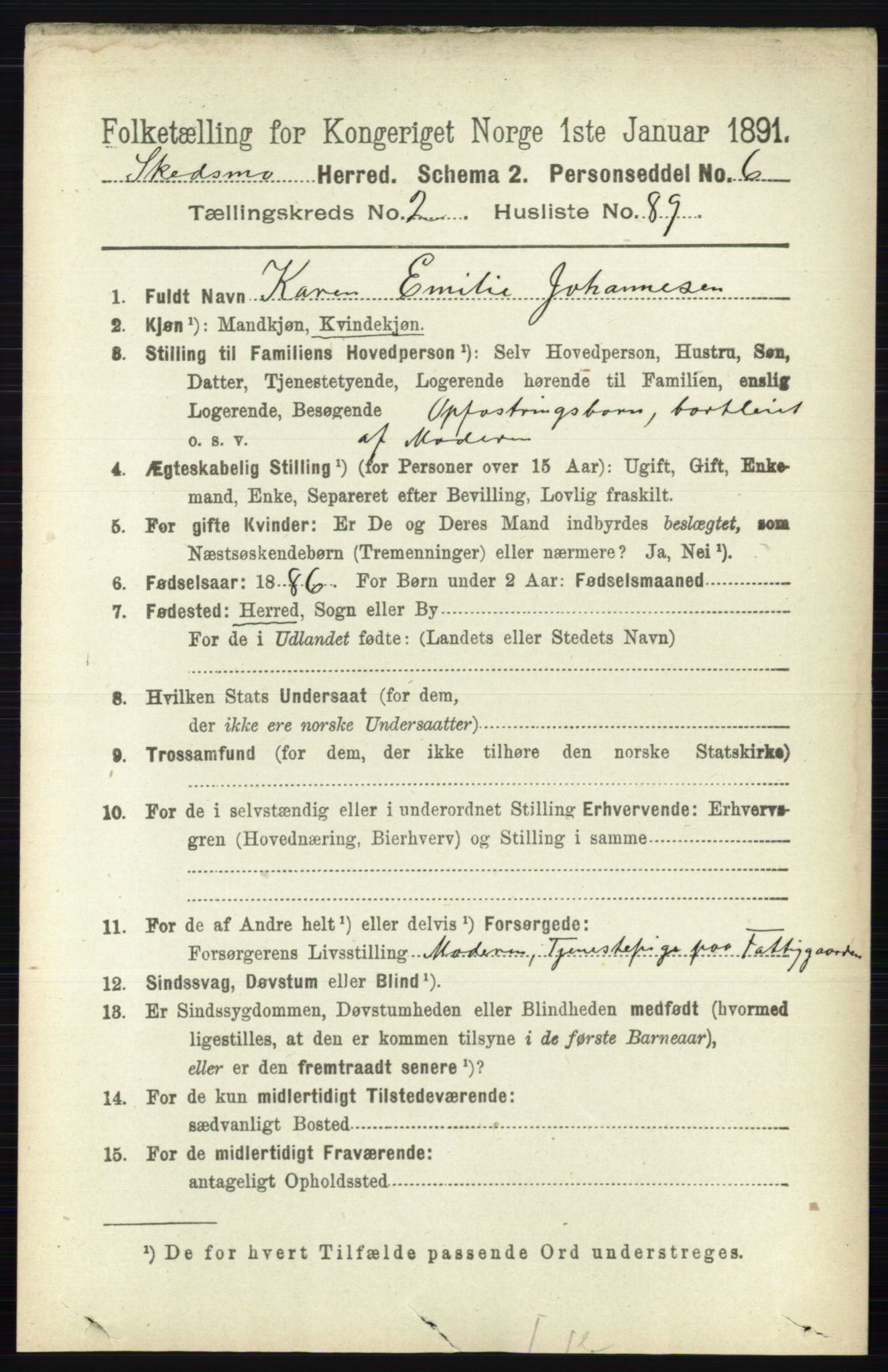 RA, 1891 census for 0231 Skedsmo, 1891, p. 1211