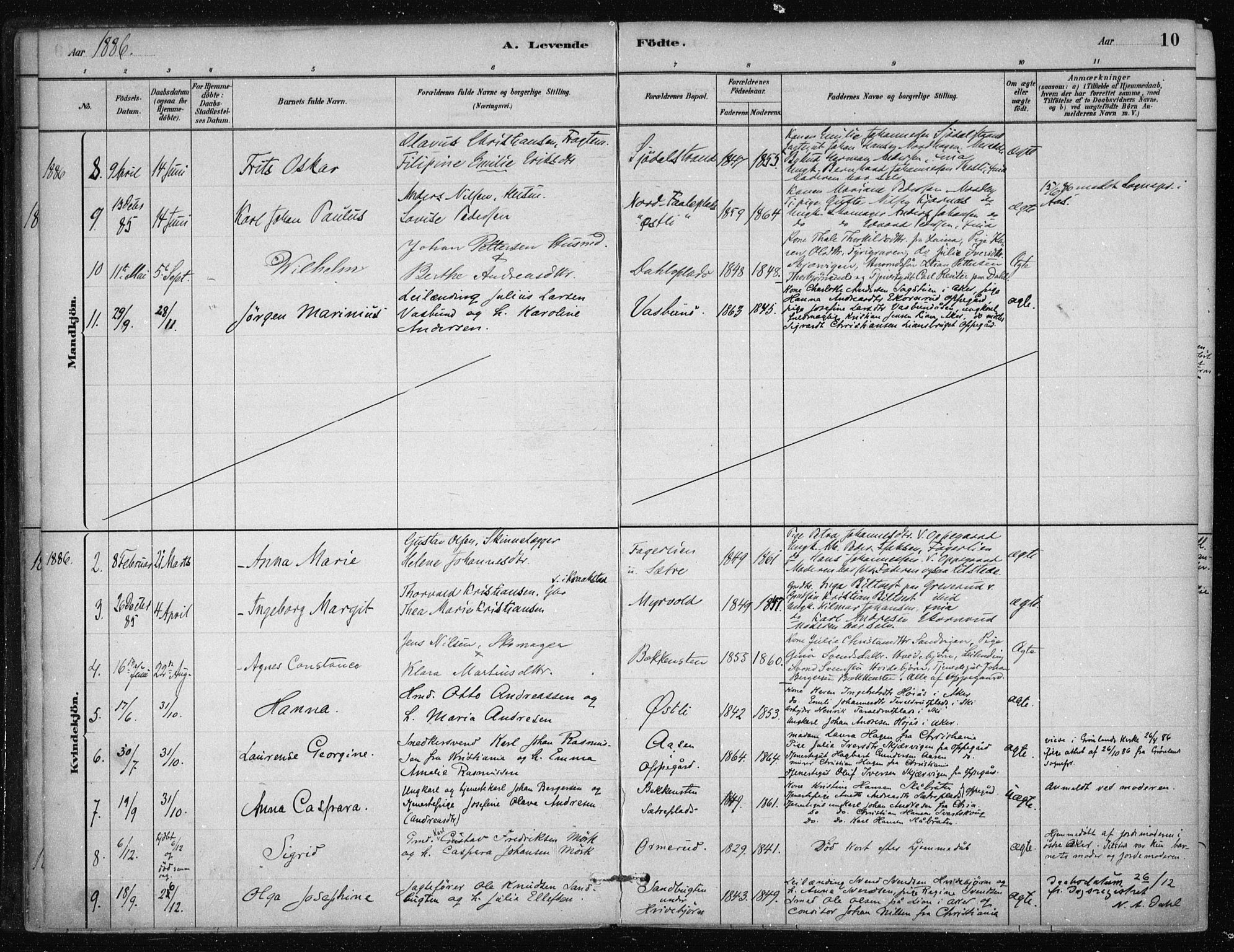 Nesodden prestekontor Kirkebøker, AV/SAO-A-10013/F/Fb/L0001: Parish register (official) no. II 1, 1880-1915, p. 10