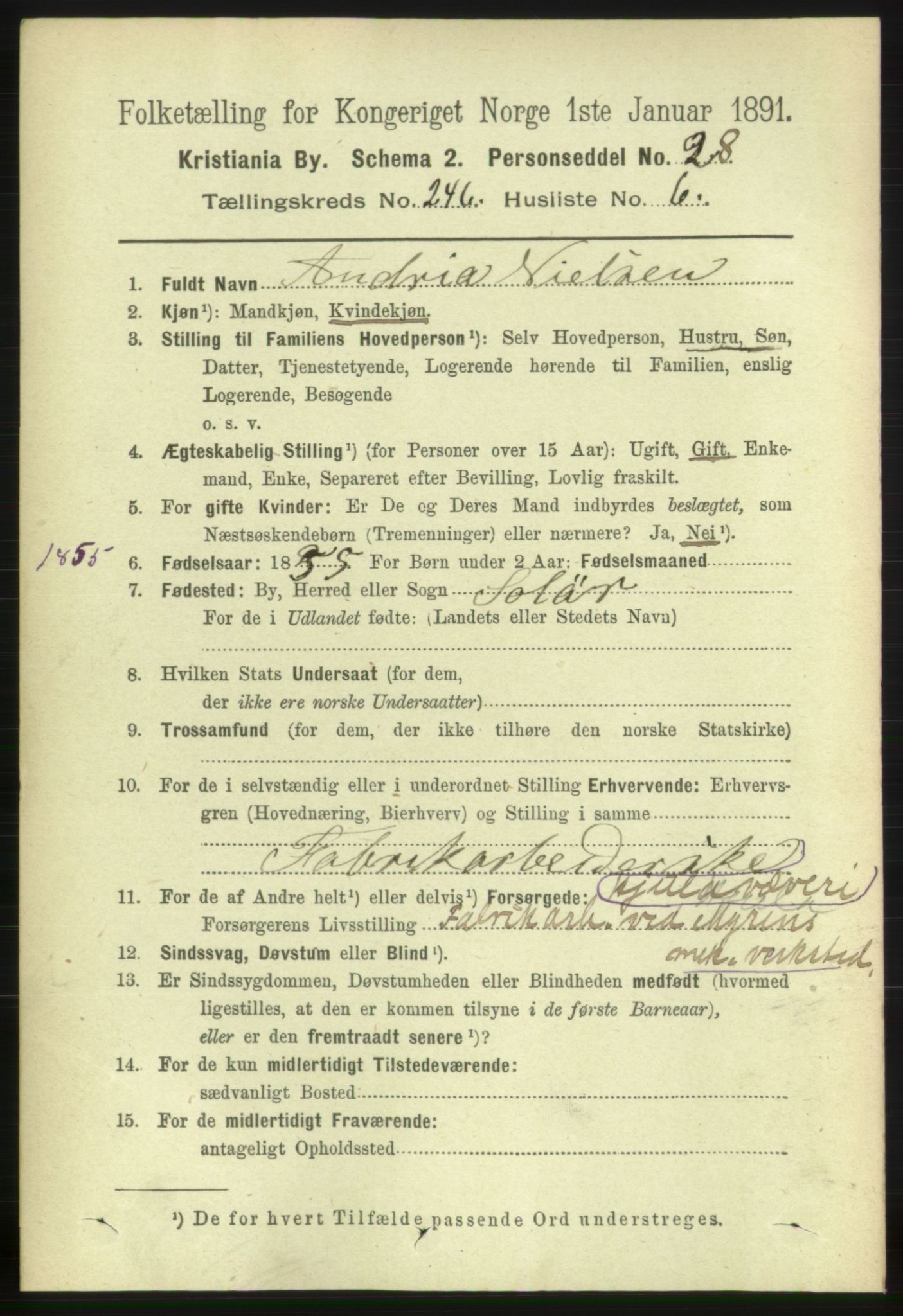 RA, 1891 census for 0301 Kristiania, 1891, p. 150050