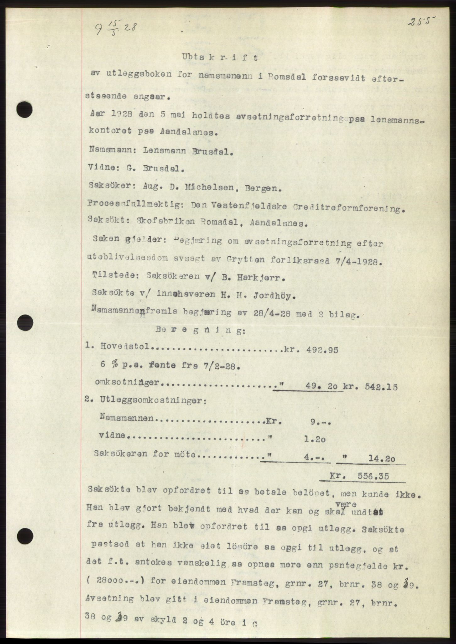 Romsdal sorenskriveri, AV/SAT-A-4149/1/2/2C/L0054: Mortgage book no. 48, 1928-1928, Deed date: 15.05.1928