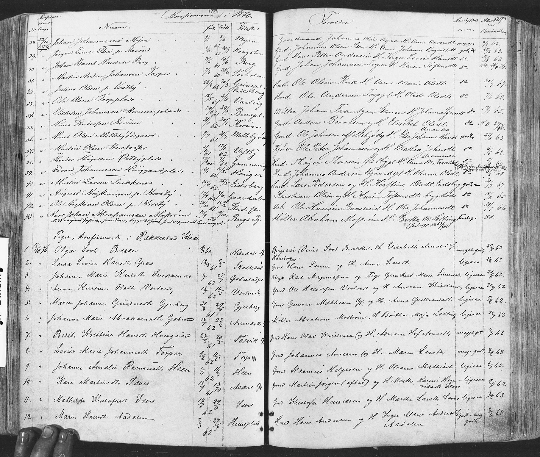 Rakkestad prestekontor Kirkebøker, SAO/A-2008/F/Fa/L0011: Parish register (official) no. I 11, 1862-1877, p. 273