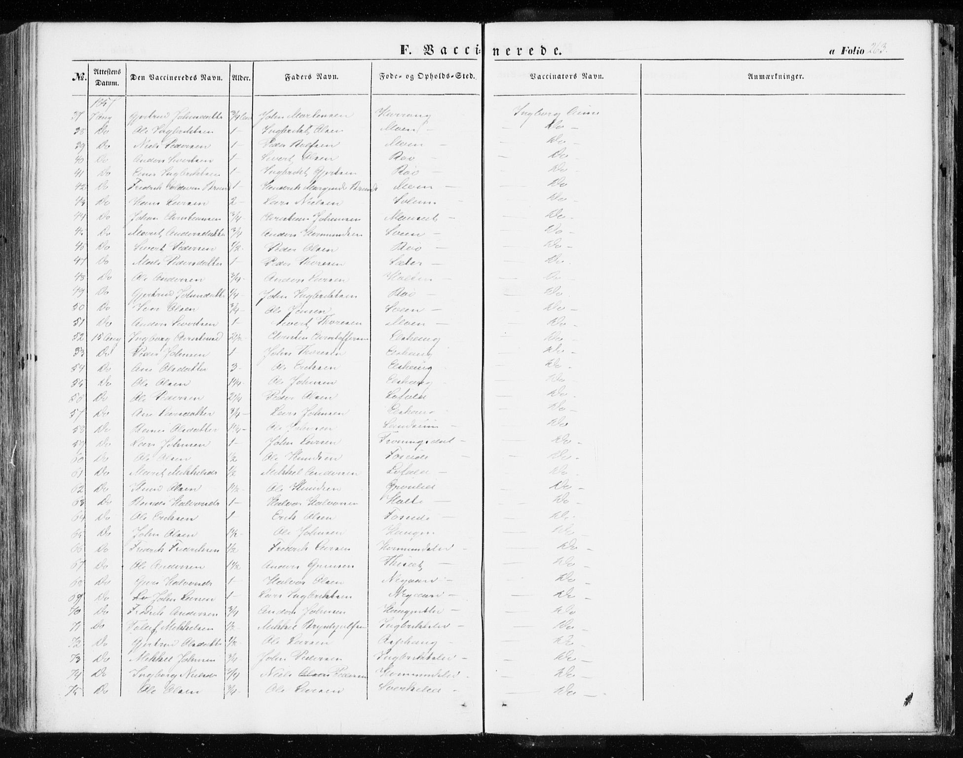 Ministerialprotokoller, klokkerbøker og fødselsregistre - Møre og Romsdal, AV/SAT-A-1454/595/L1044: Parish register (official) no. 595A06, 1852-1863, p. 263