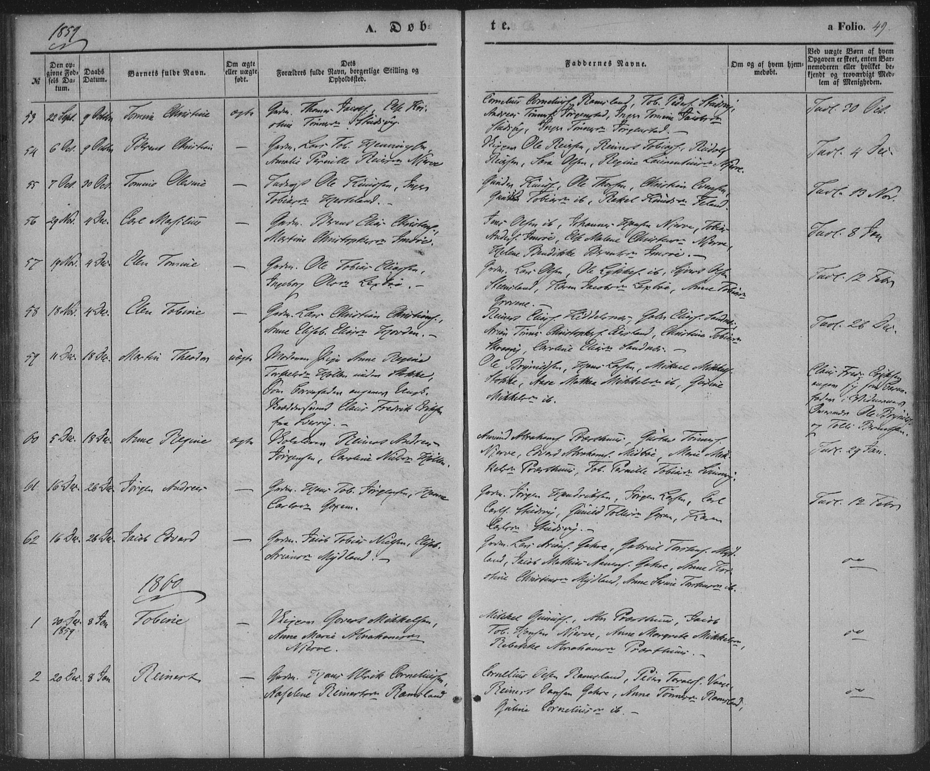 Sør-Audnedal sokneprestkontor, AV/SAK-1111-0039/F/Fa/Faa/L0002: Parish register (official) no. A 2, 1848-1867, p. 49