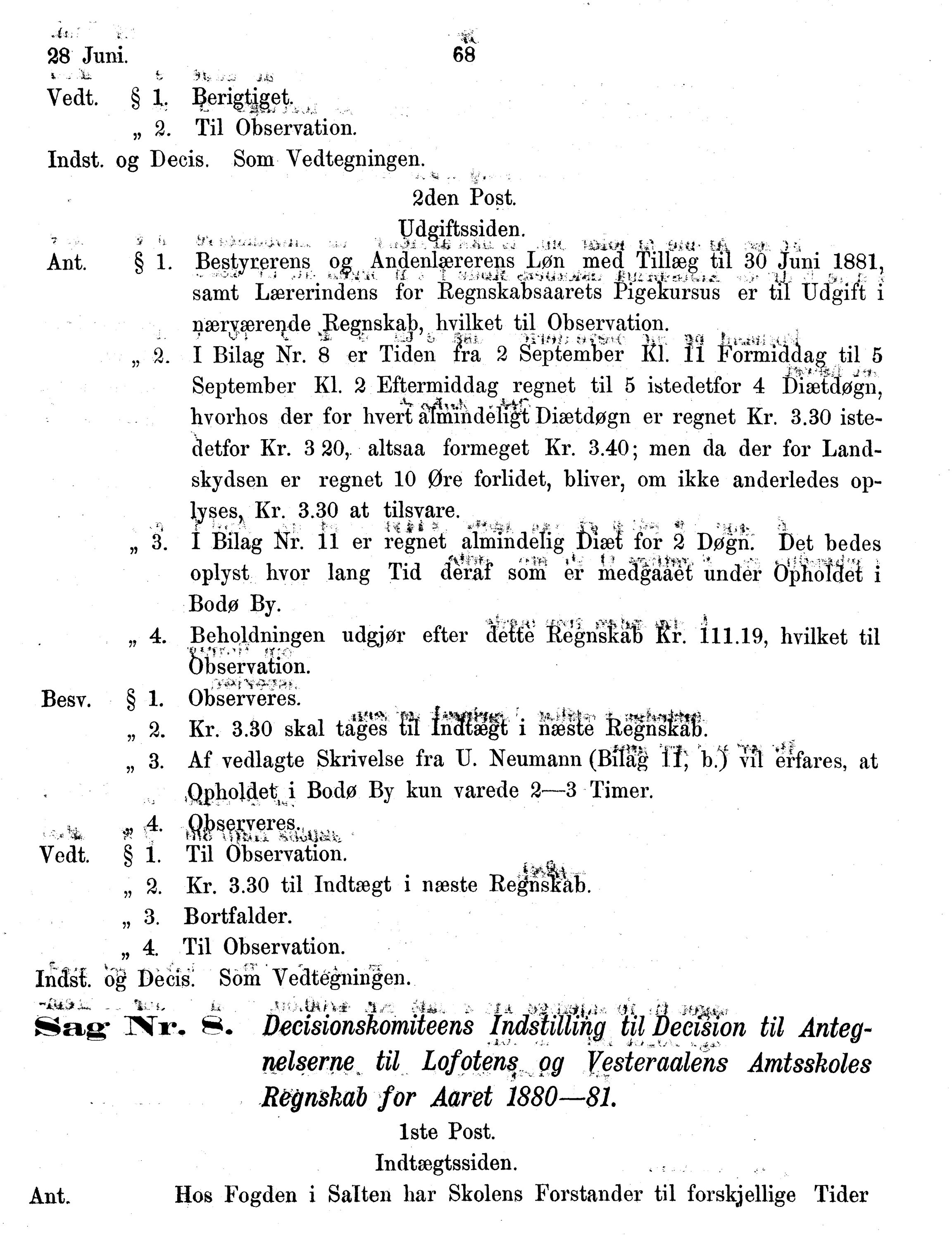 Nordland Fylkeskommune. Fylkestinget, AIN/NFK-17/176/A/Ac/L0014: Fylkestingsforhandlinger 1881-1885, 1881-1885