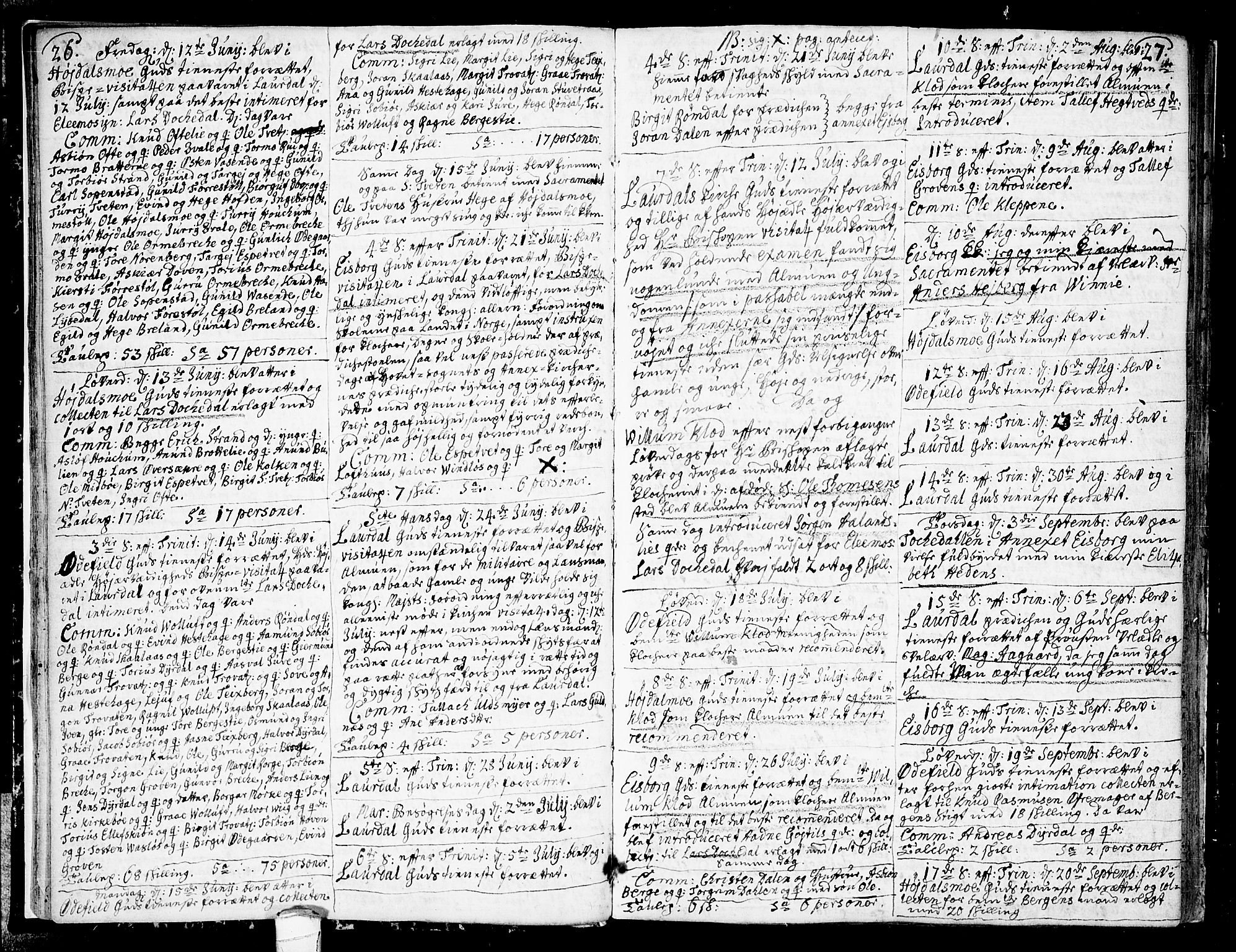 Lårdal kirkebøker, SAKO/A-284/F/Fa/L0002: Parish register (official) no. I 2, 1734-1754, p. 26-27