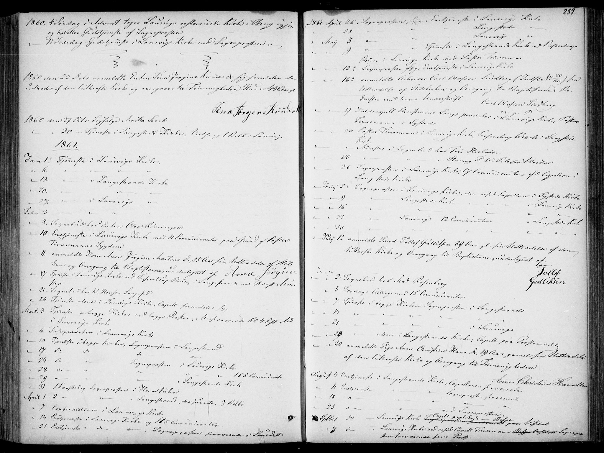 Larvik kirkebøker, AV/SAKO-A-352/F/Fa/L0005: Parish register (official) no. I 5, 1856-1870, p. 289