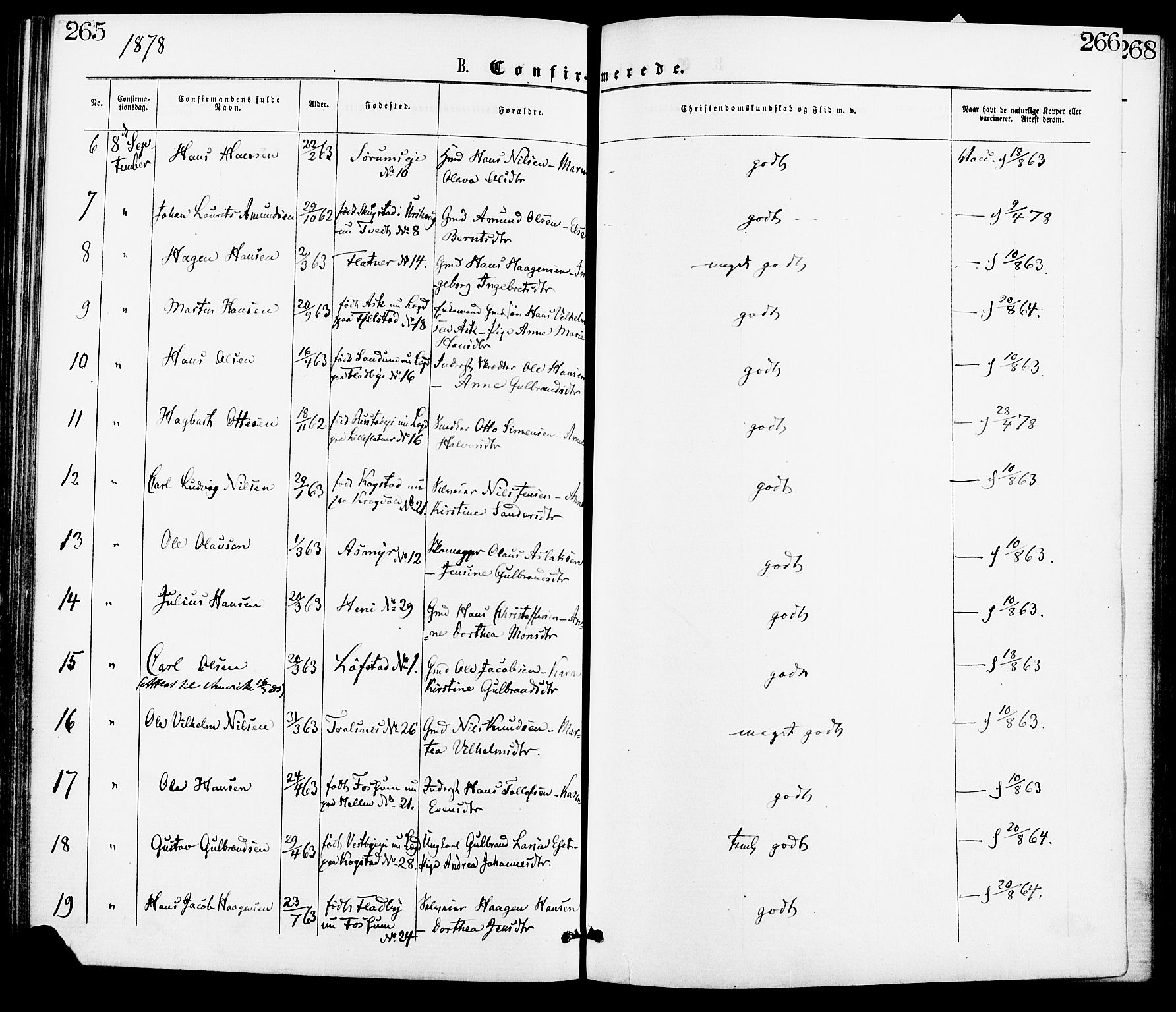 Gjerdrum prestekontor Kirkebøker, SAO/A-10412b/F/Fa/L0008: Parish register (official) no. I 8, 1867-1880, p. 265-266