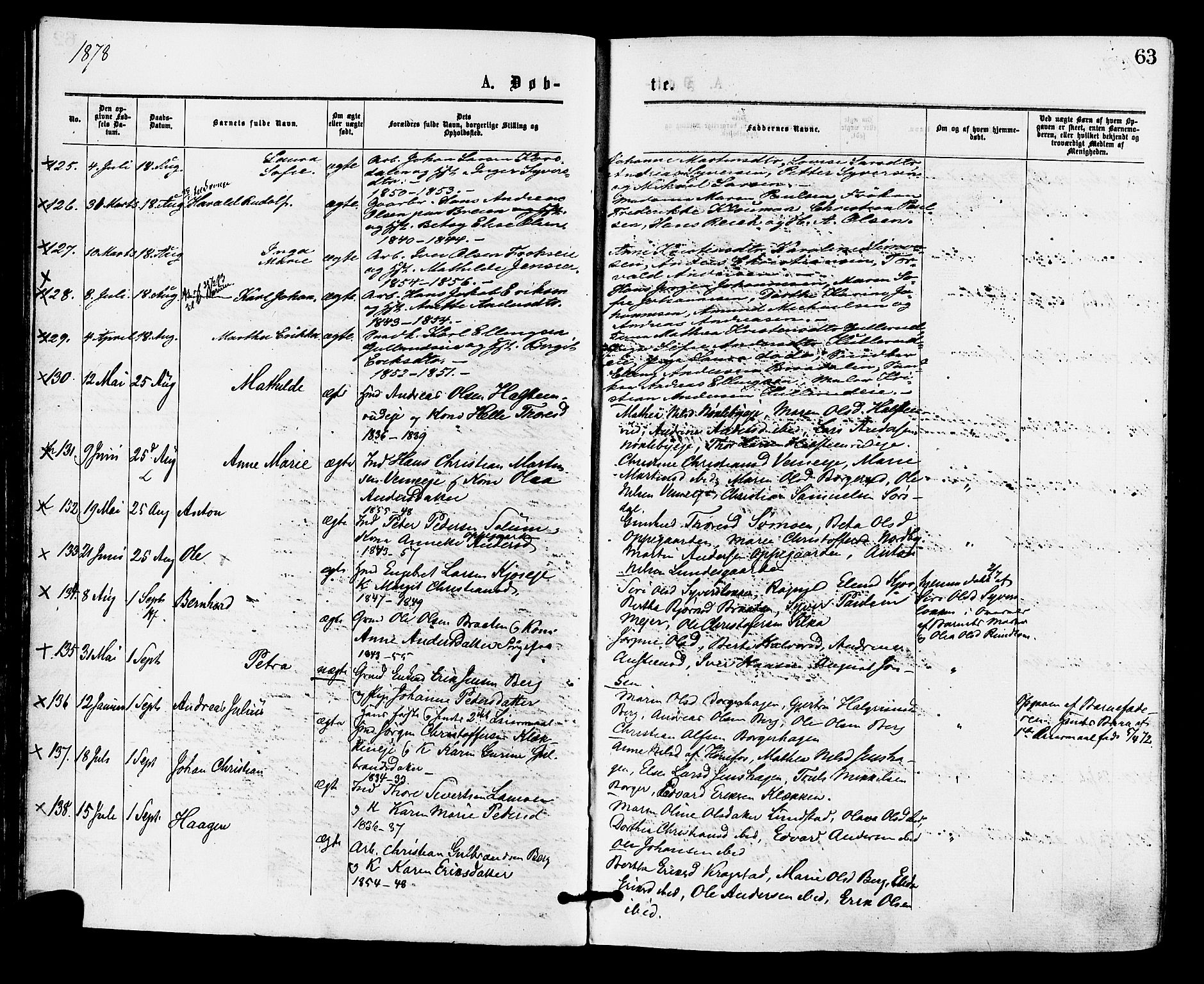 Norderhov kirkebøker, AV/SAKO-A-237/F/Fa/L0015: Parish register (official) no. 15, 1875-1884, p. 63