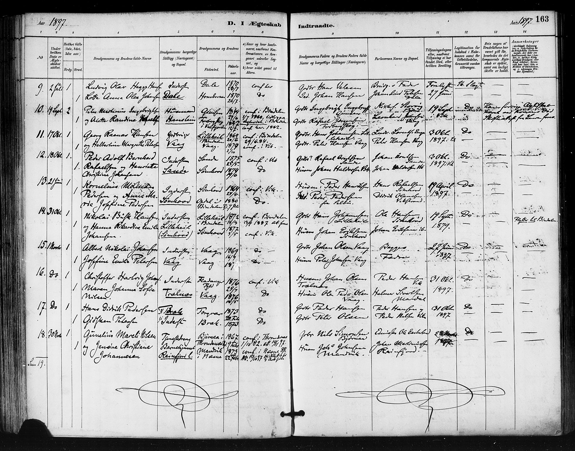 Ministerialprotokoller, klokkerbøker og fødselsregistre - Nordland, SAT/A-1459/812/L0178: Parish register (official) no. 812A07, 1886-1900, p. 163