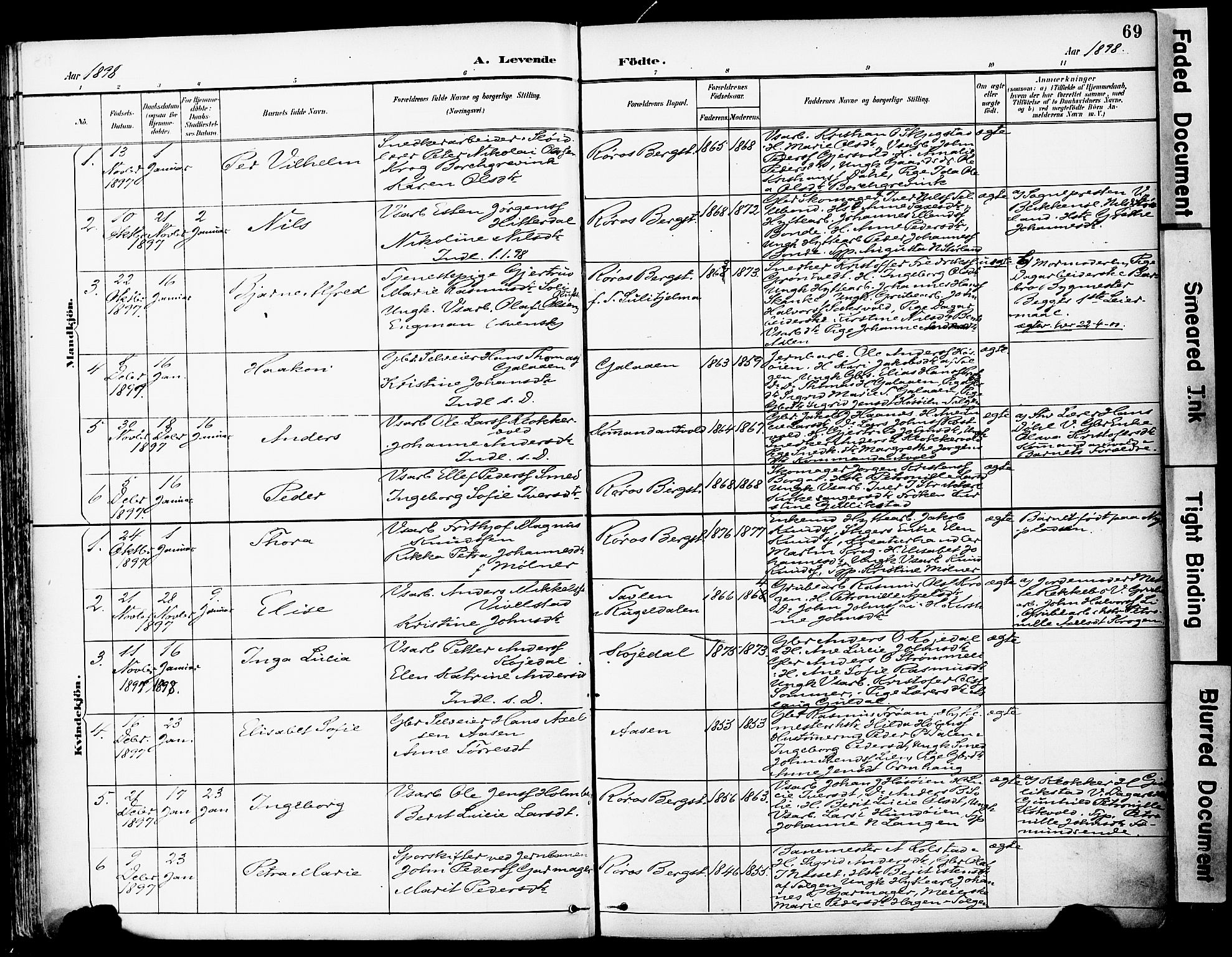Ministerialprotokoller, klokkerbøker og fødselsregistre - Sør-Trøndelag, SAT/A-1456/681/L0935: Parish register (official) no. 681A13, 1890-1898, p. 69