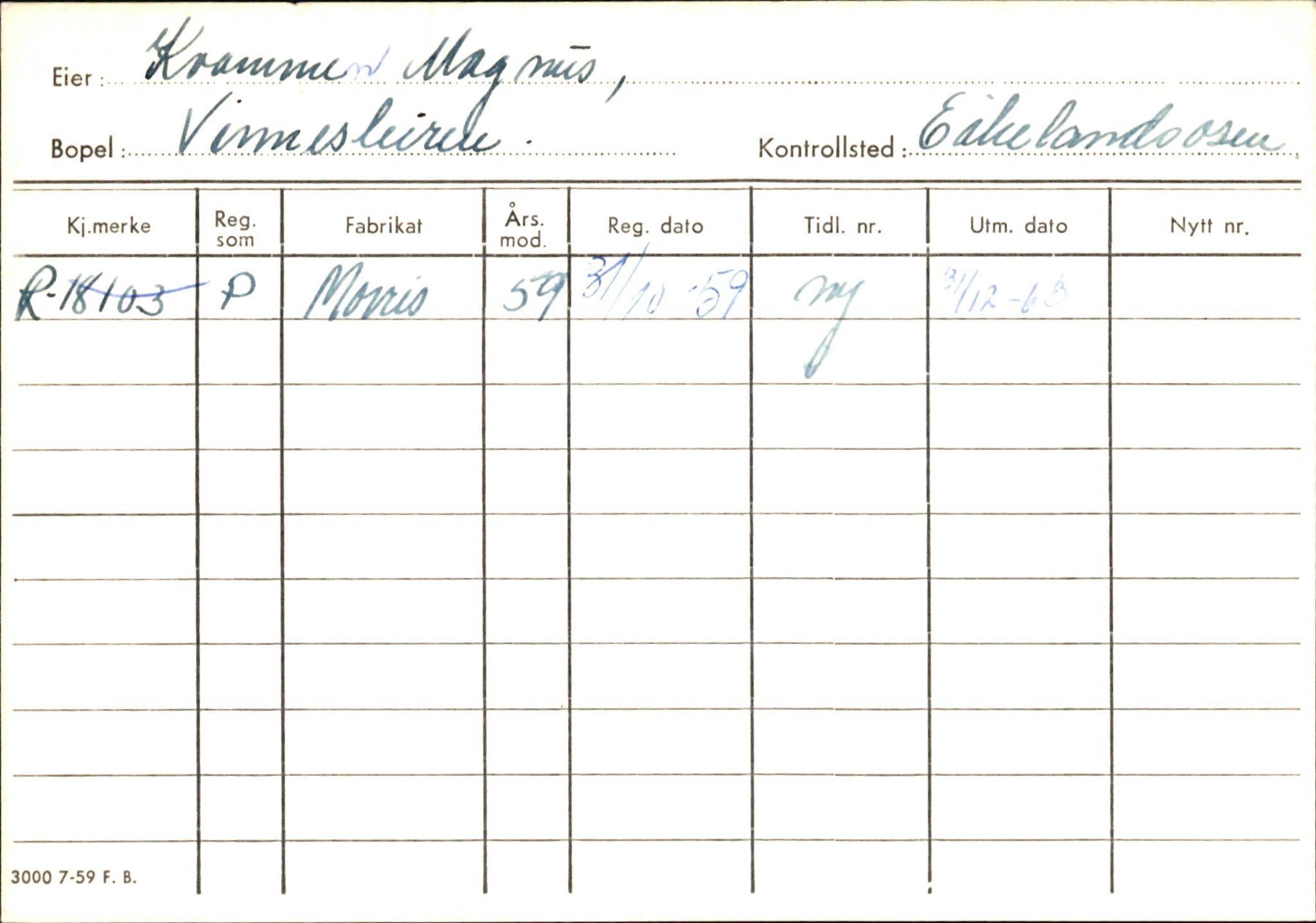 Statens vegvesen, Hordaland vegkontor, AV/SAB-A-5201/2/Ha/L0031: R-eierkort K-L, 1920-1971, p. 12