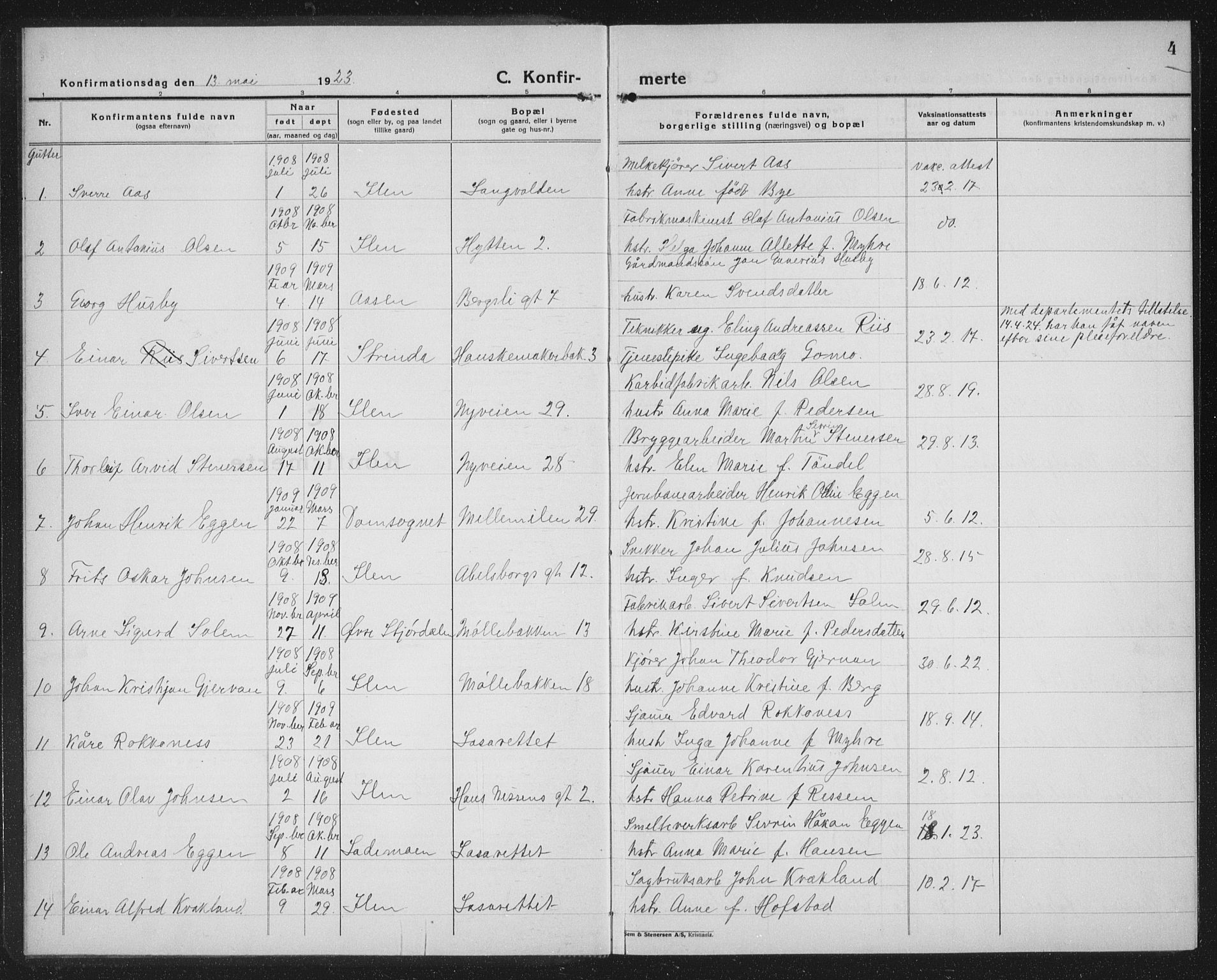 Ministerialprotokoller, klokkerbøker og fødselsregistre - Sør-Trøndelag, SAT/A-1456/603/L0175: Parish register (copy) no. 603C03, 1923-1941, p. 4