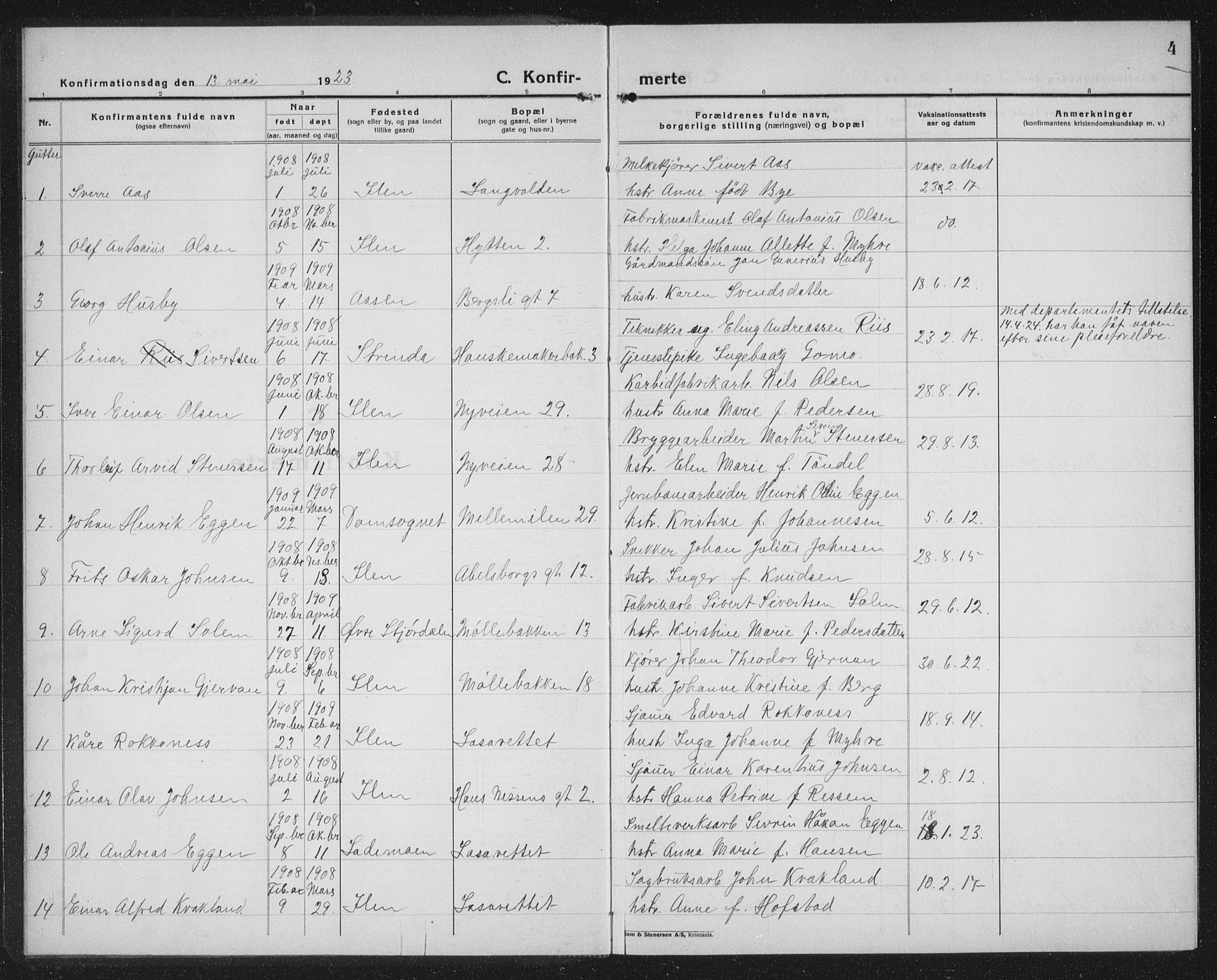 Ministerialprotokoller, klokkerbøker og fødselsregistre - Sør-Trøndelag, AV/SAT-A-1456/603/L0175: Parish register (copy) no. 603C03, 1923-1941, p. 4