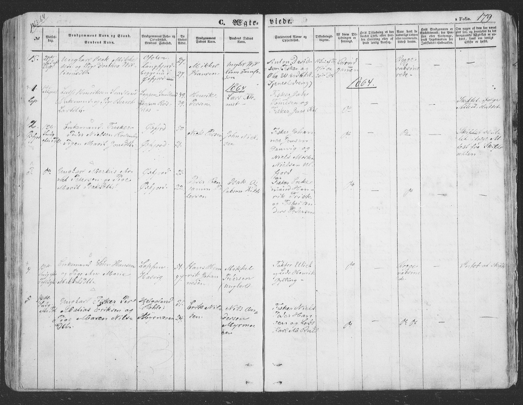 Loppa sokneprestkontor, SATØ/S-1339/H/Ha/L0004kirke: Parish register (official) no. 4, 1849-1868, p. 179