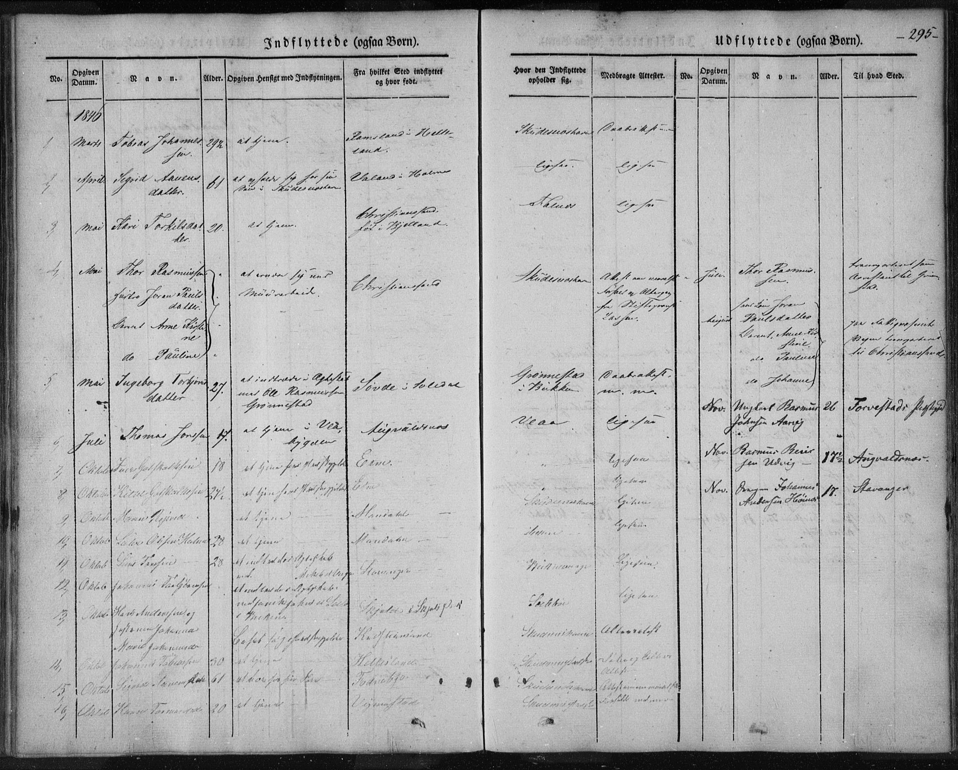 Skudenes sokneprestkontor, AV/SAST-A -101849/H/Ha/Haa/L0003: Parish register (official) no. A 2.2, 1841-1846, p. 295