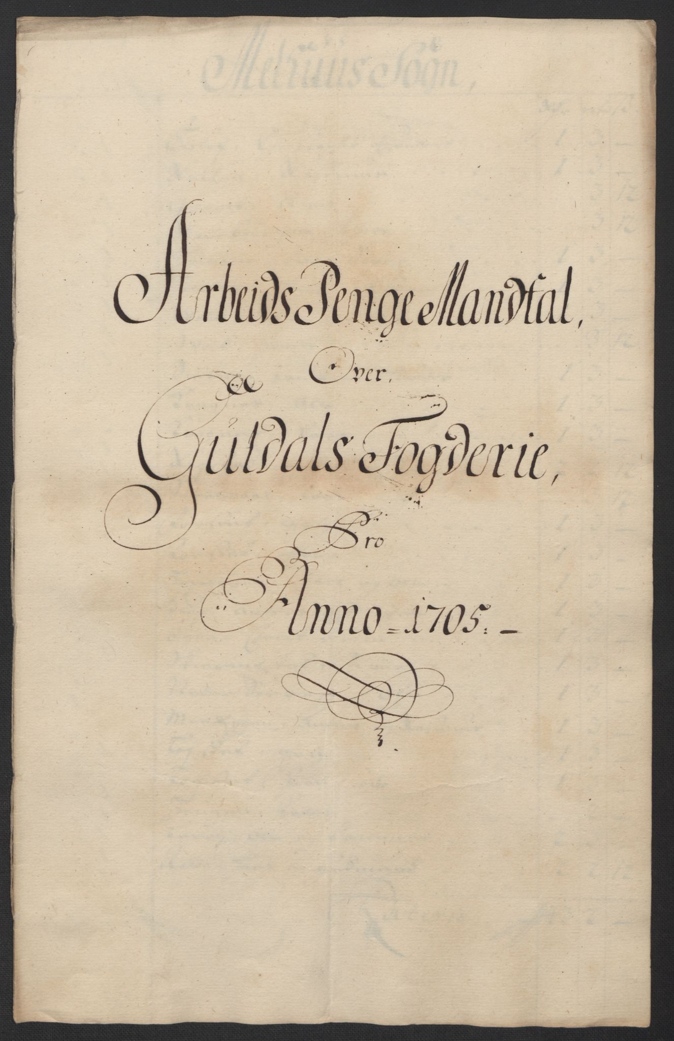 Rentekammeret inntil 1814, Reviderte regnskaper, Fogderegnskap, RA/EA-4092/R60/L3955: Fogderegnskap Orkdal og Gauldal, 1705, p. 377