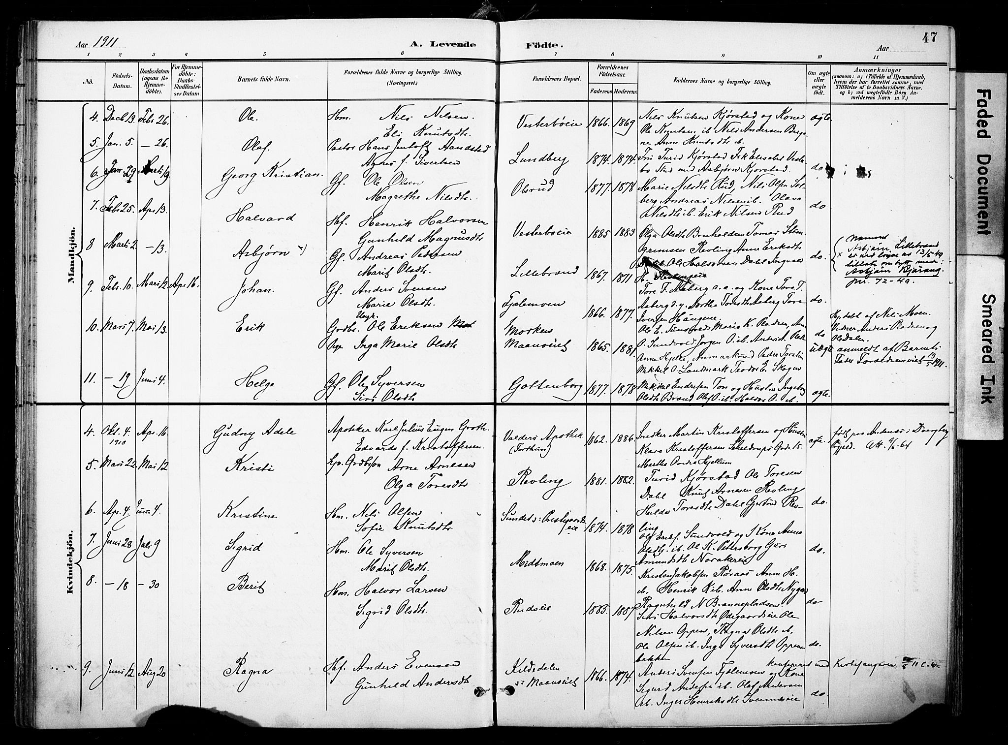 Nord-Aurdal prestekontor, SAH/PREST-132/H/Ha/Haa/L0014: Parish register (official) no. 14, 1896-1912, p. 47