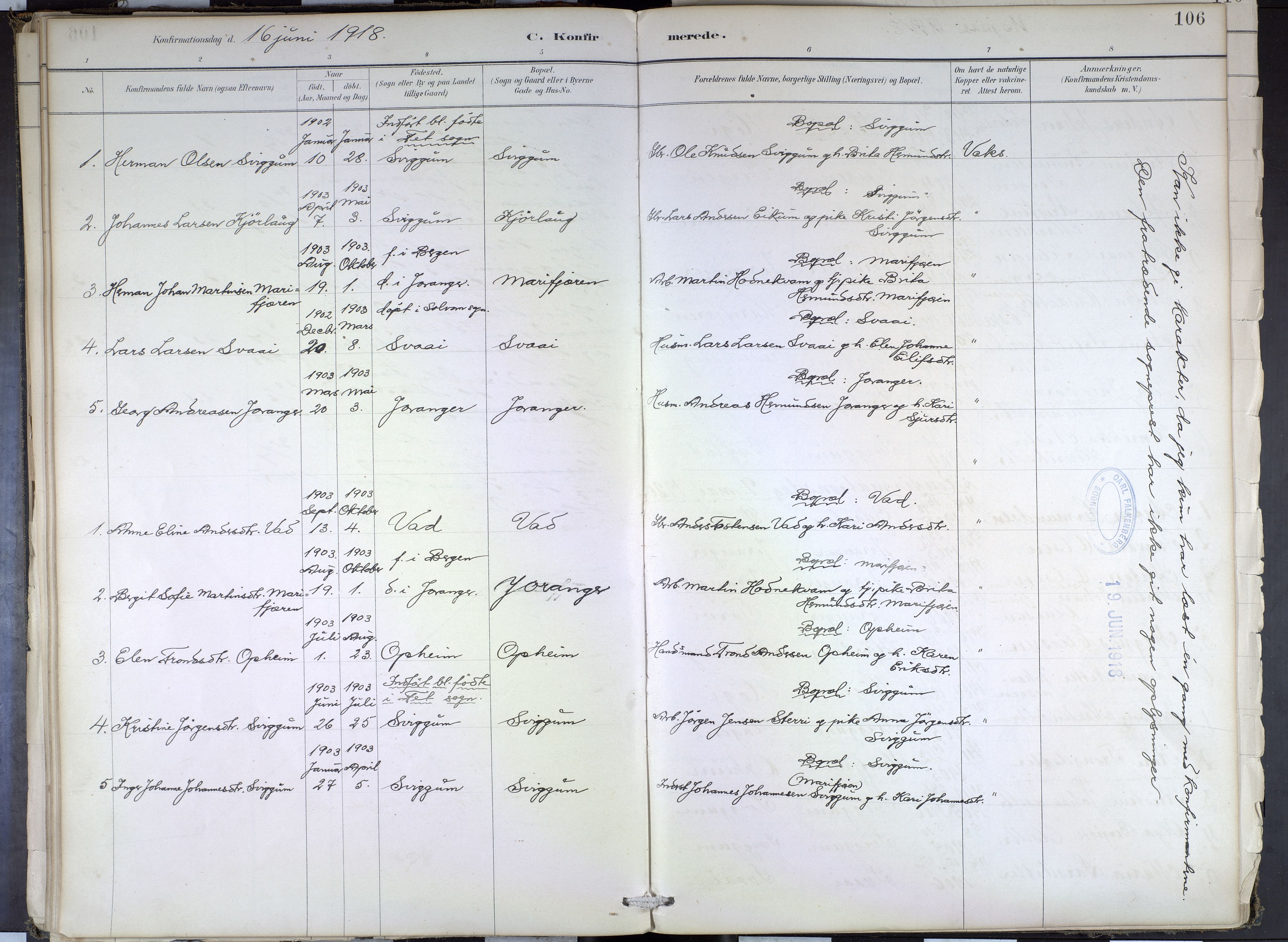 Hafslo sokneprestembete, SAB/A-80301/H/Haa/Haae/L0001: Parish register (official) no. E 1, 1886-1934, p. 106