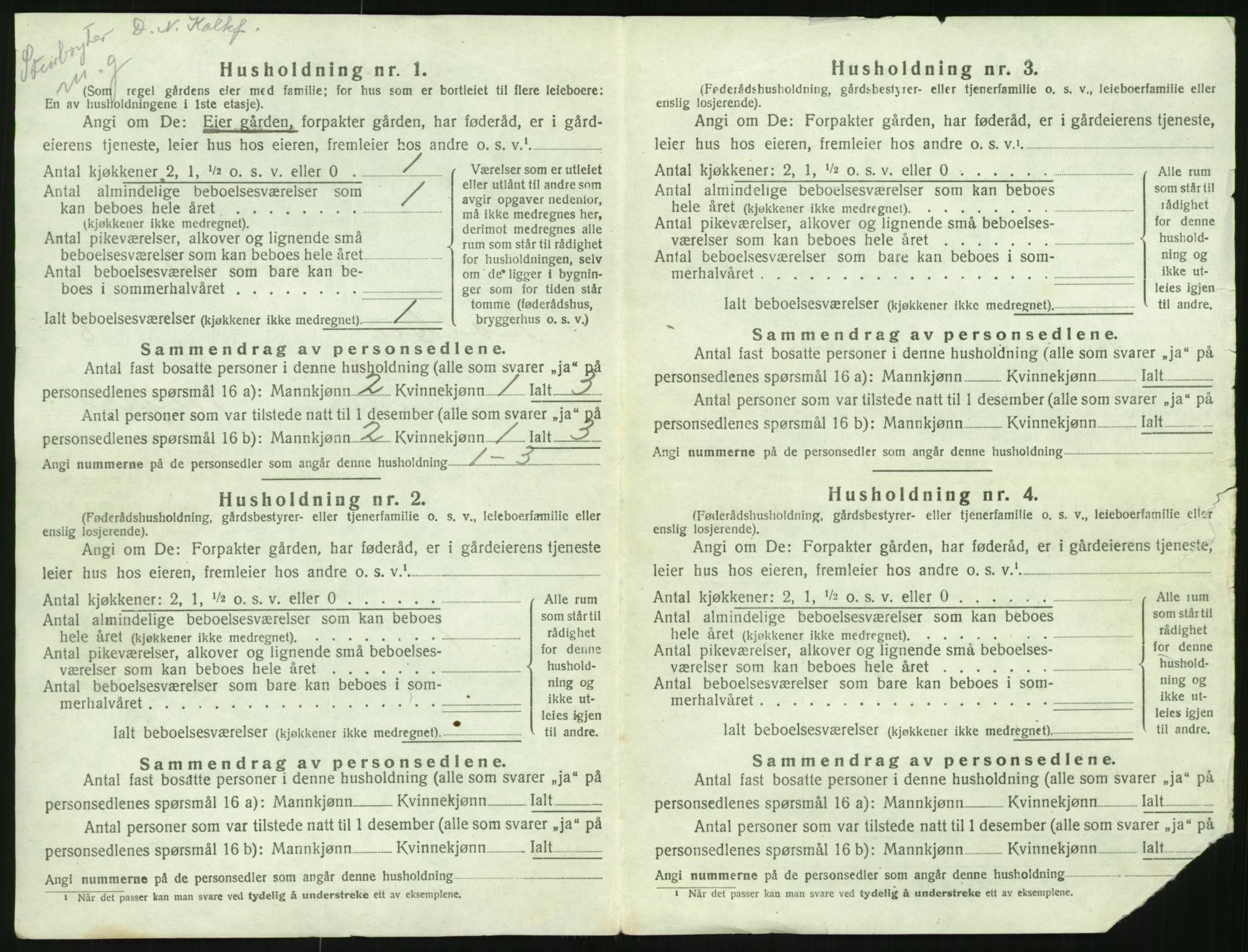 SAH, 1920 census for Kolbu, 1920, p. 1031