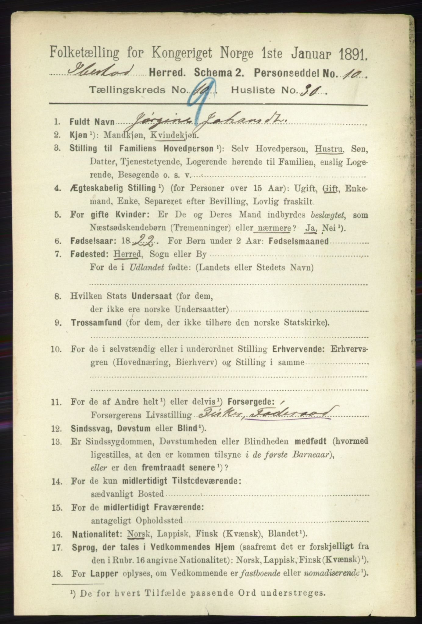 RA, 1891 census for 1917 Ibestad, 1891, p. 6161